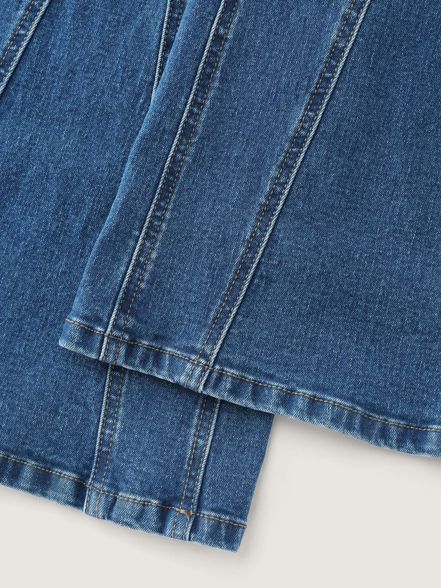 Stretchy Seamed Mid-Rise Flared Jeans - Image 7
