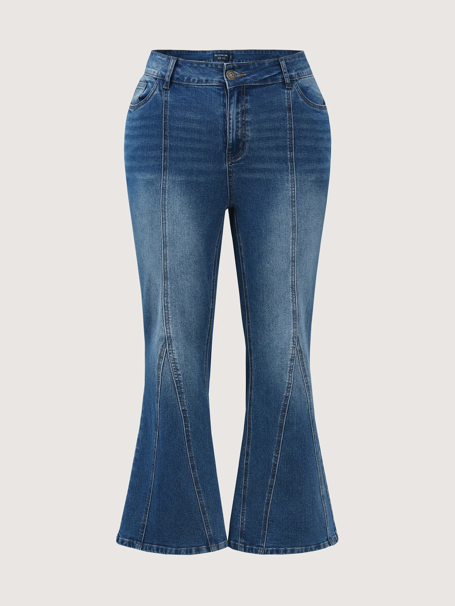 Stretchy Seamed Mid-Rise Flared Jeans - Image 9