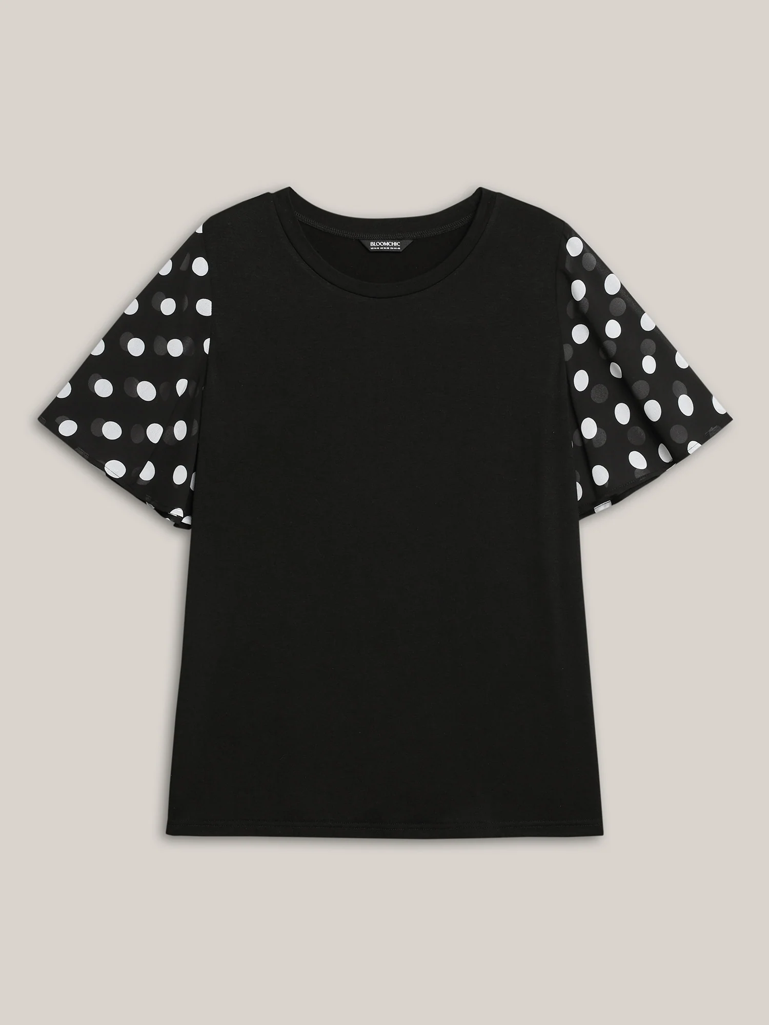 Stretchy Sheer Dot Sleeve Textured T-Shirt - Image 7