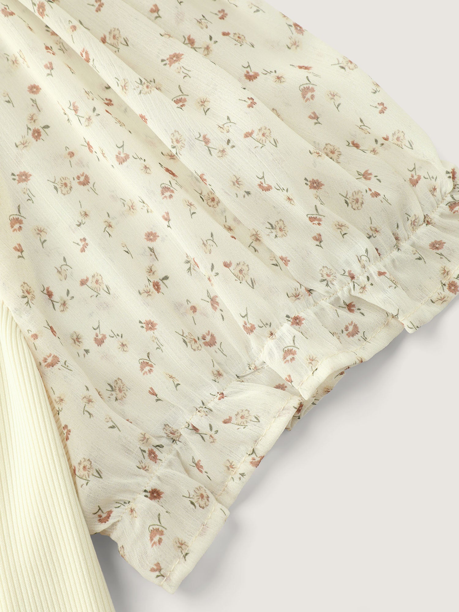 Stretchy Sheer Drawstring Neckline Top - Image 7