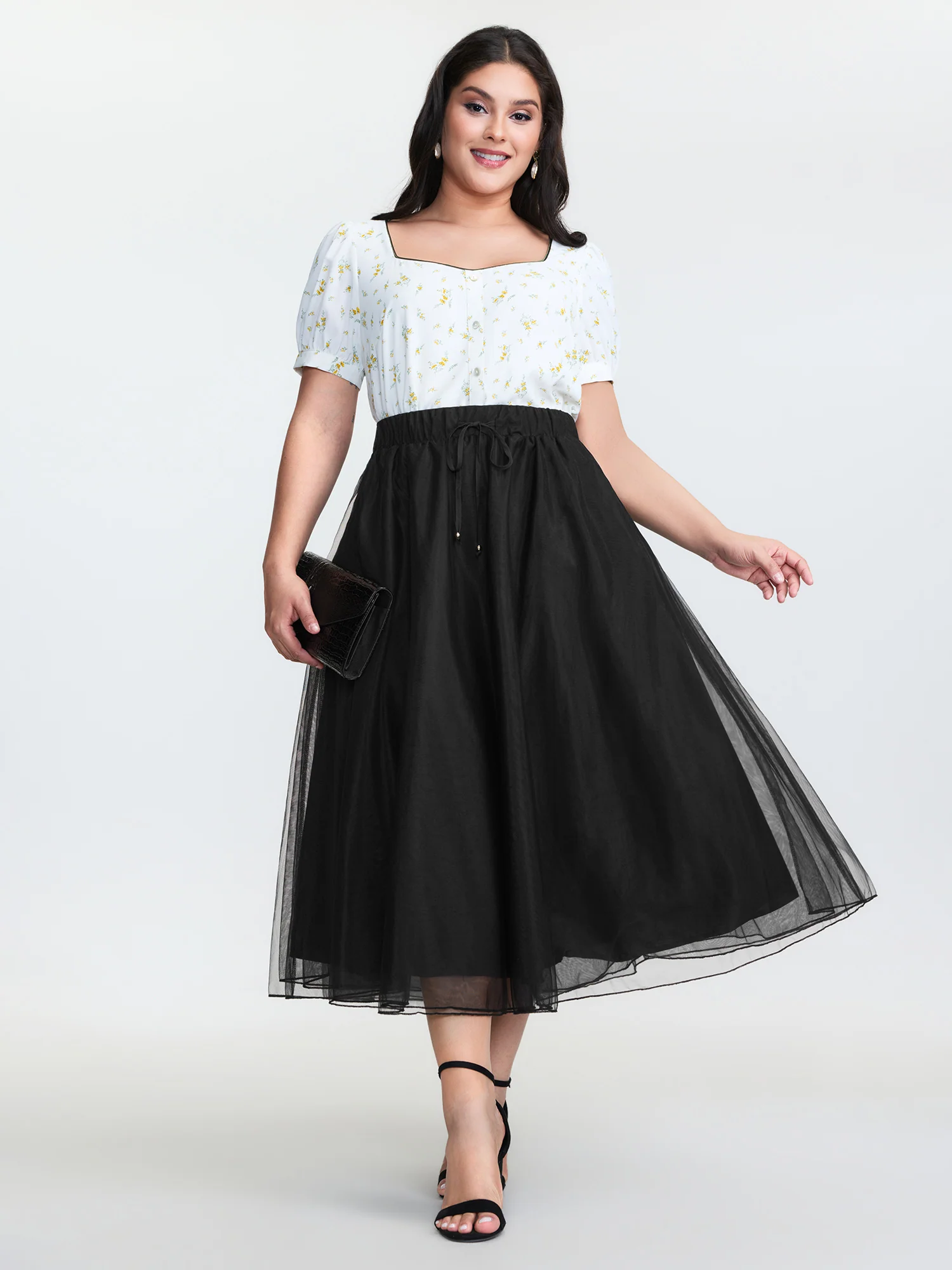 Stretchy Sheer Drawstring Waist Maxi Dress - Image 2
