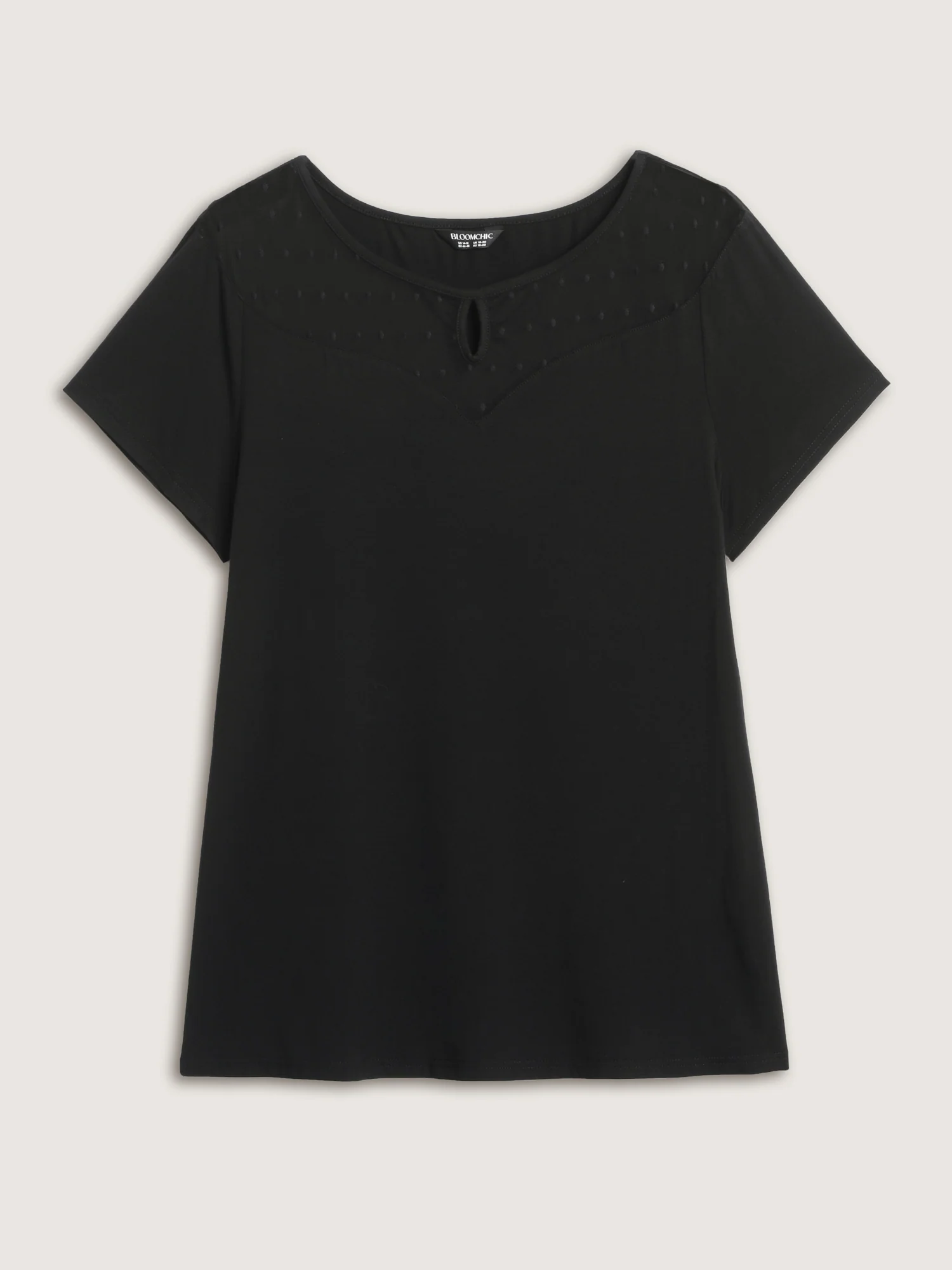 Stretchy Sheer Neckline Fitted T-Shirt - Image 6