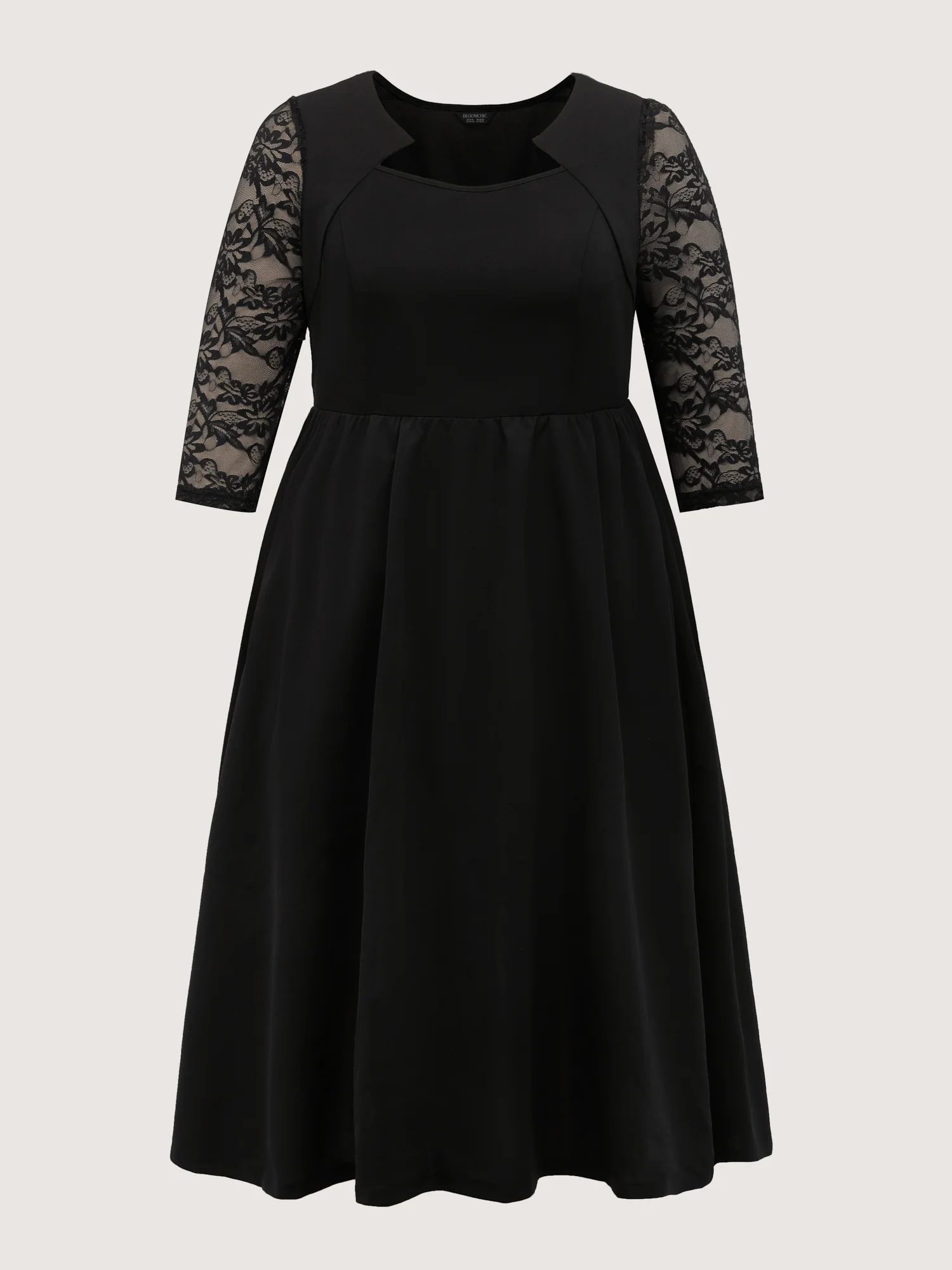 Stretchy Sheer Sleeve Cinched-Waist Midi Dress - Image 7