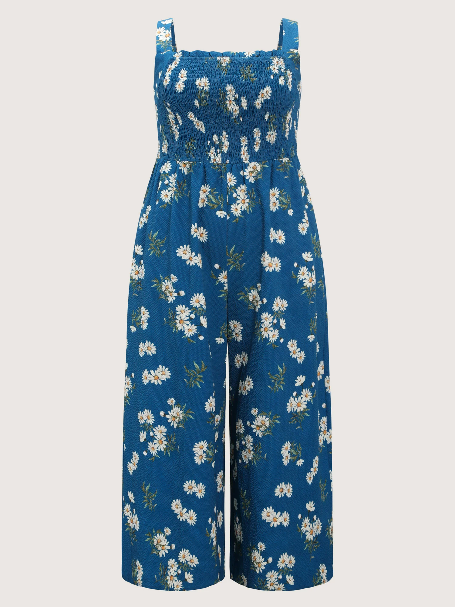 Stretchy Shirred Waist Floral Jumpsuit - Image 7