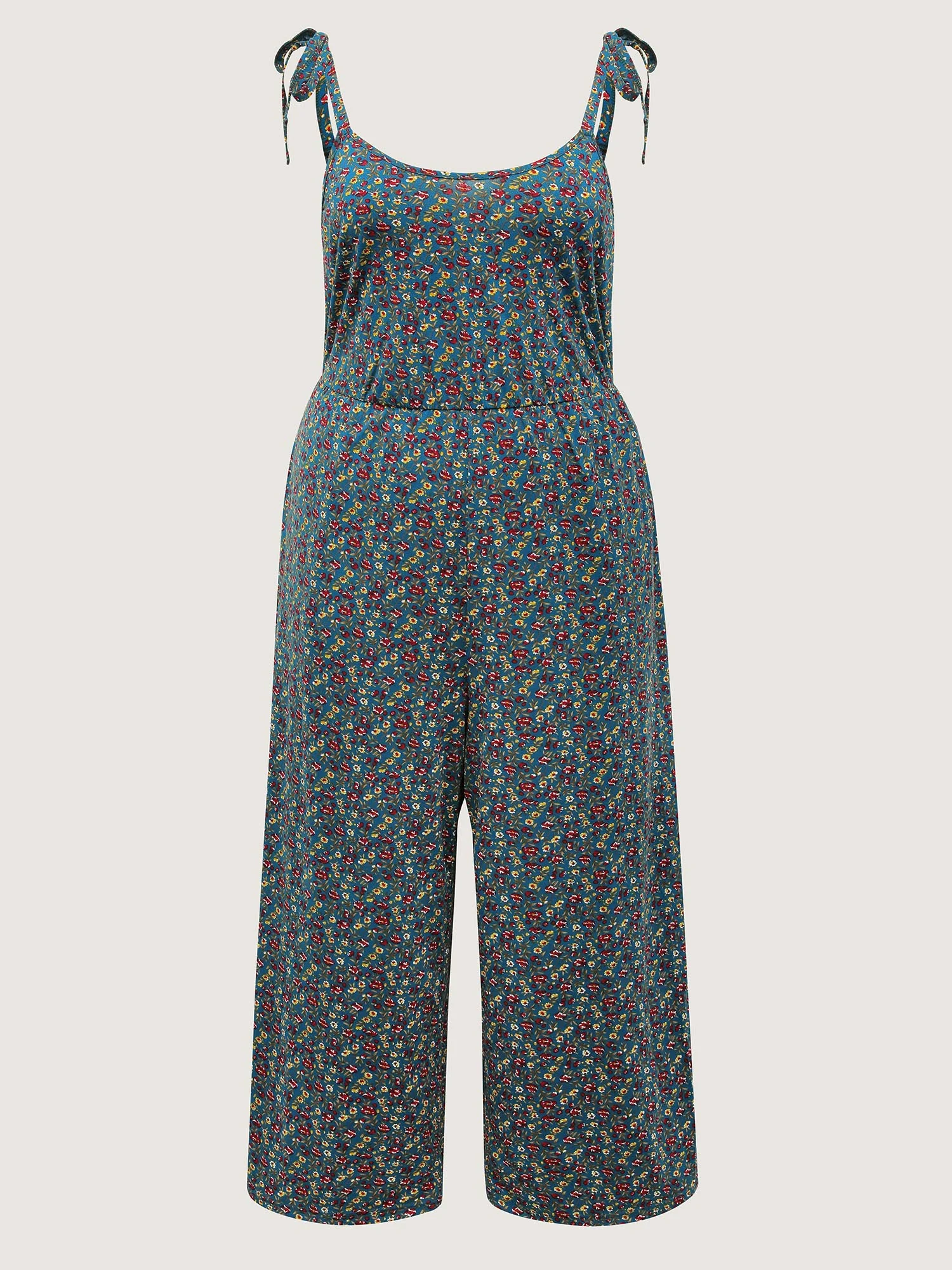Stretchy Shoulder-Tie Floral Jumpsuit - Image 7