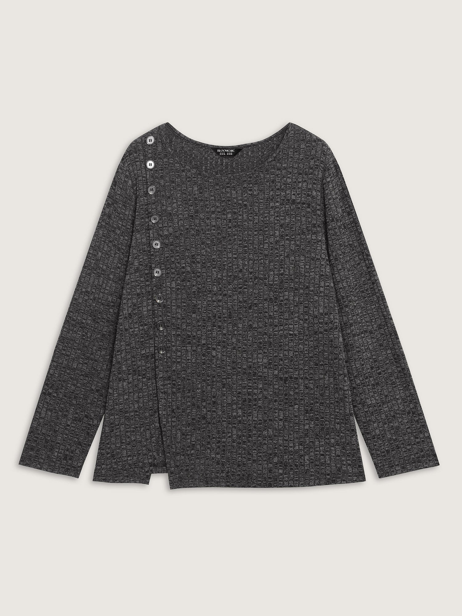 Stretchy Side Button Detail Slit T-Shirt - Image 7