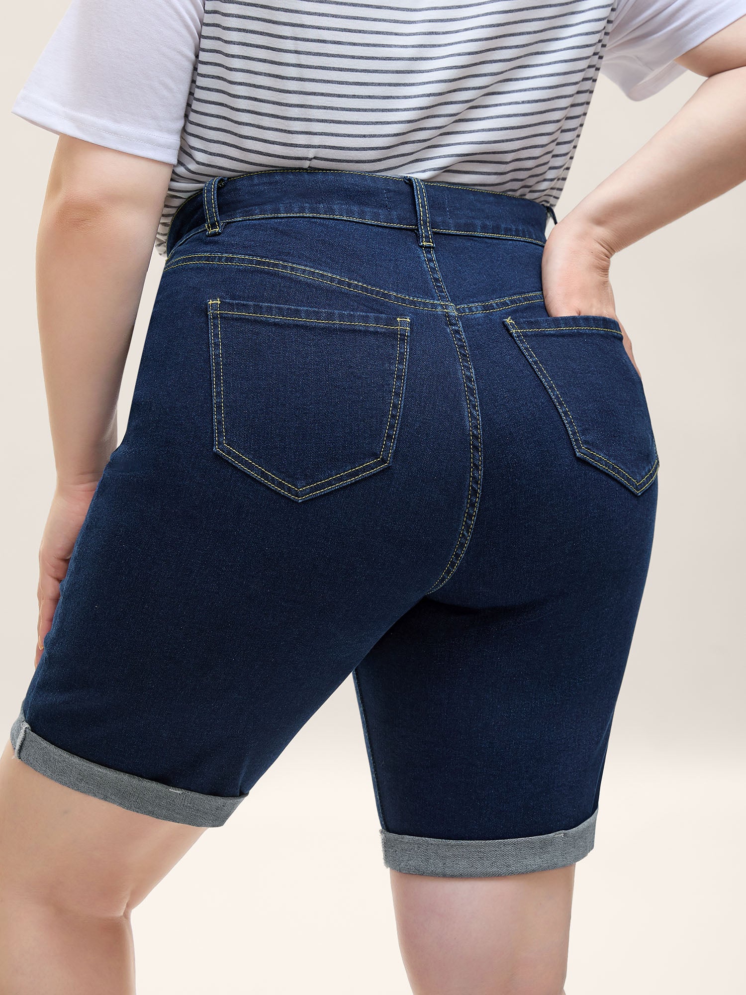 Thigh-Friendly Skinny-Fit High-Rise Denim Shorts - Image 3