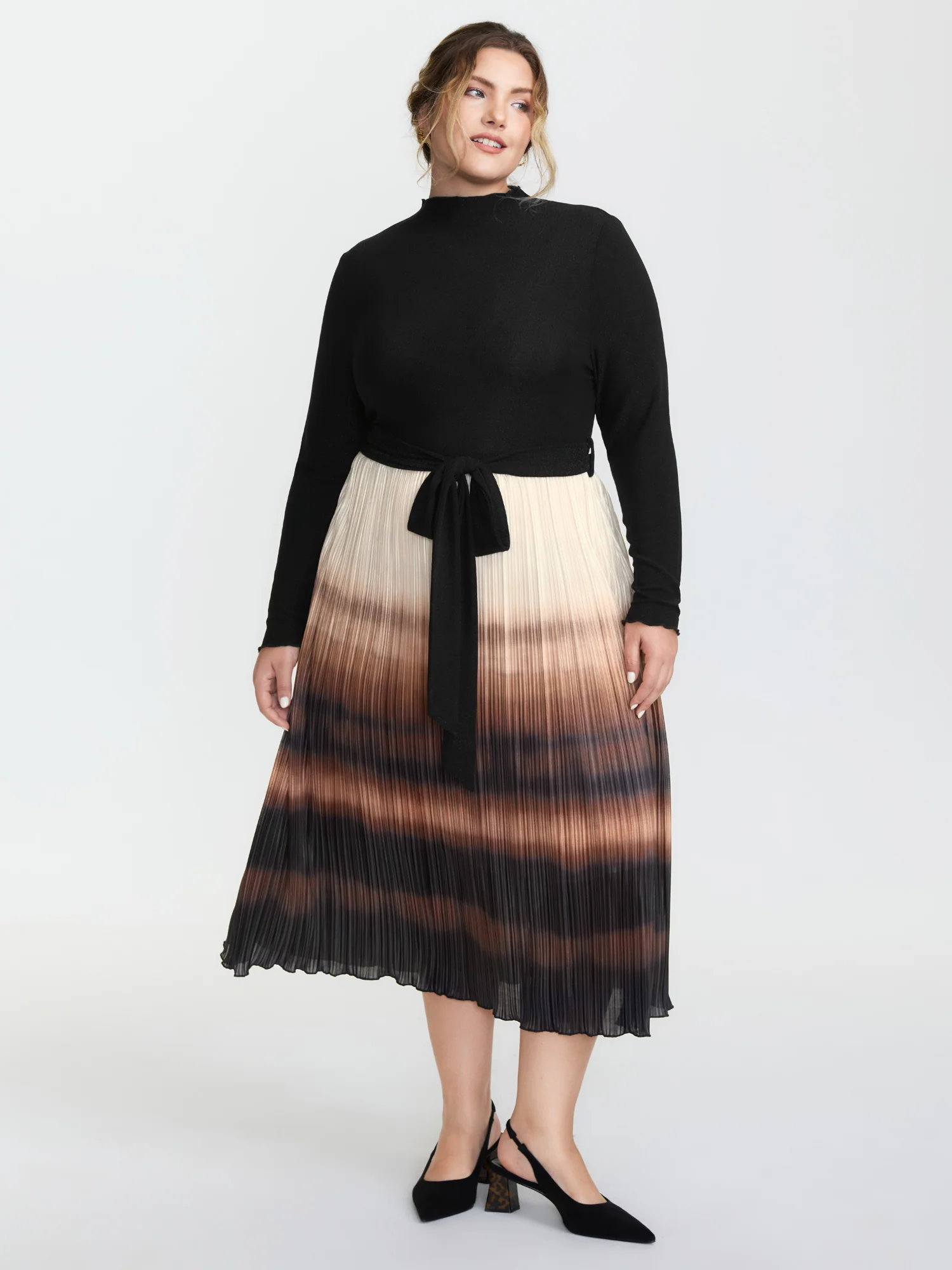 Stretchy Slit Sleeve Waist-Tie Maxi Dress - Image 3