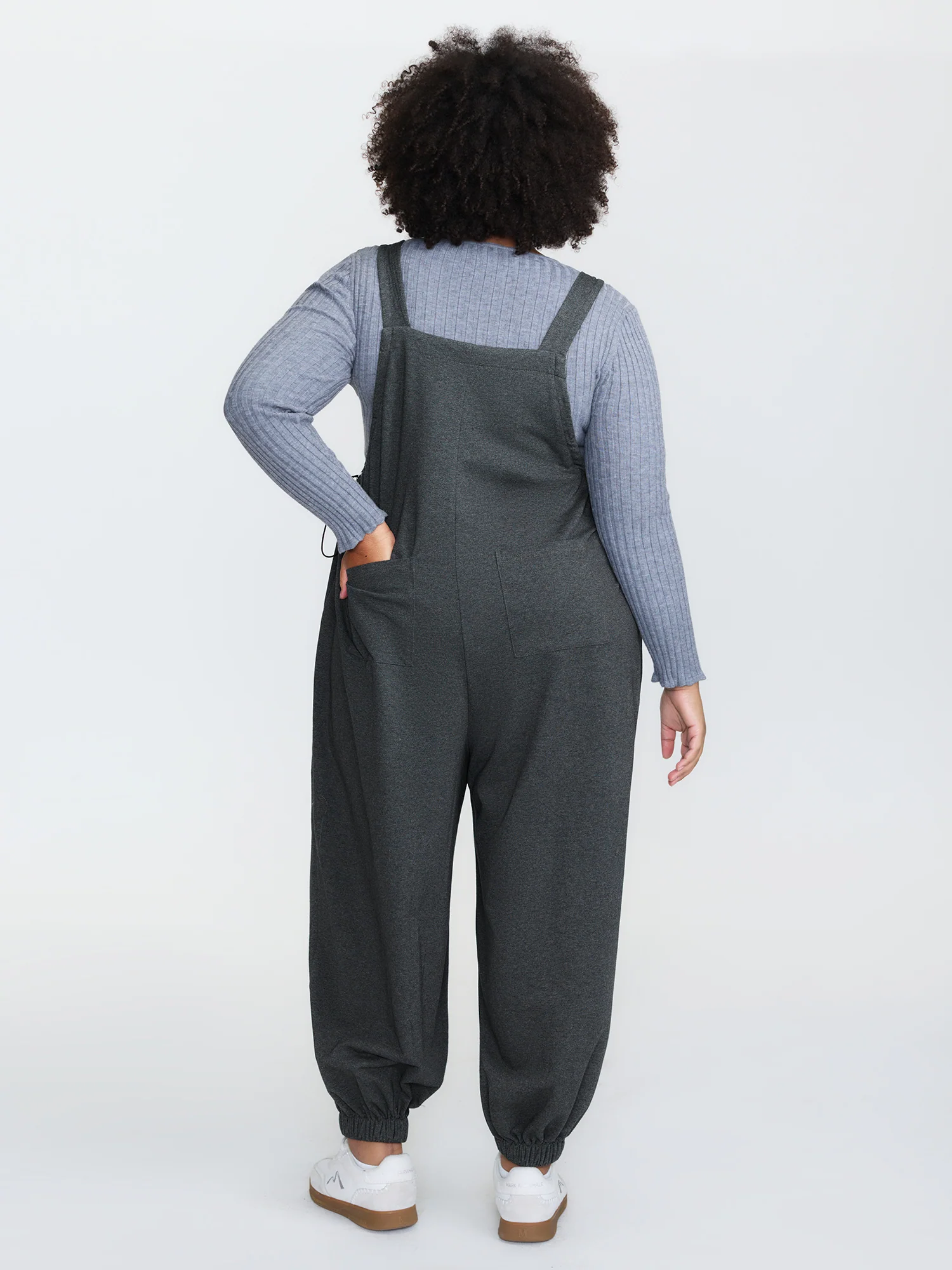 Stretchy Solid Adjustable Overall Jumpsuit - Image 5