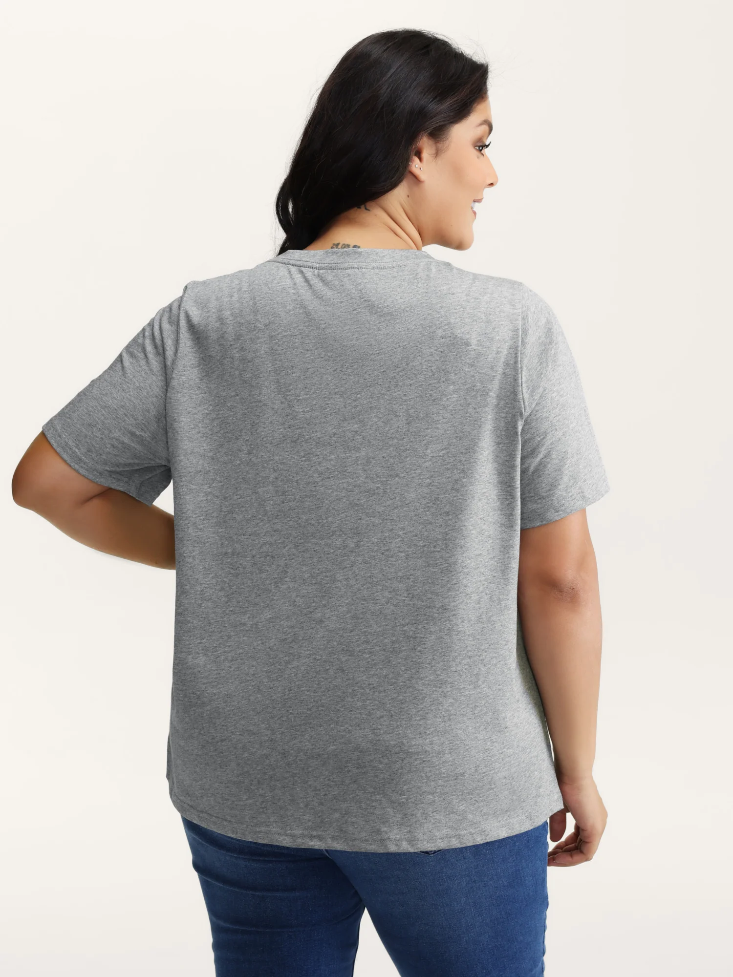 Stretchy Solid Crew Neck T-Shirt - Image 12