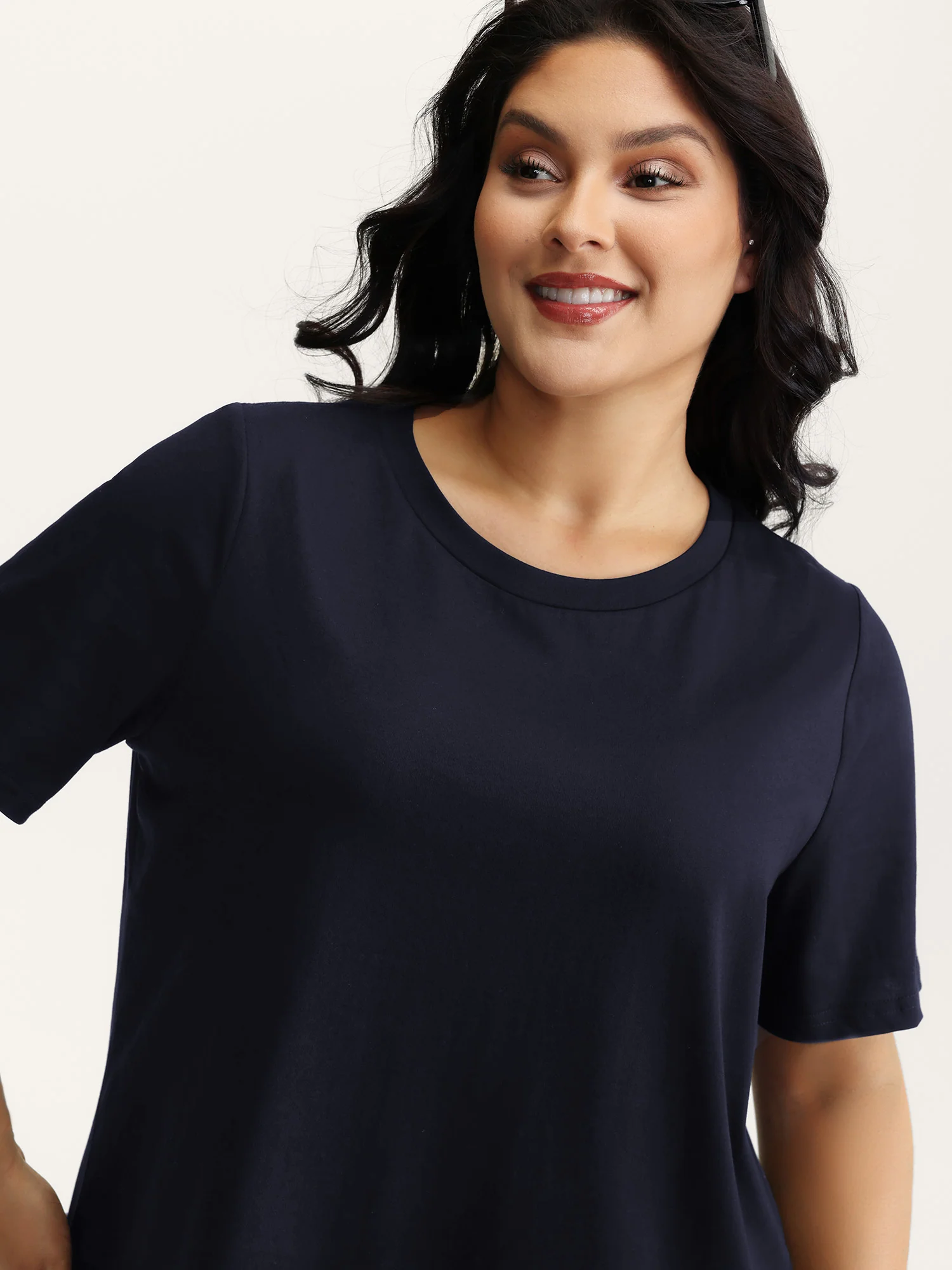 Stretchy Solid Crew Neck T-Shirt - Image 14