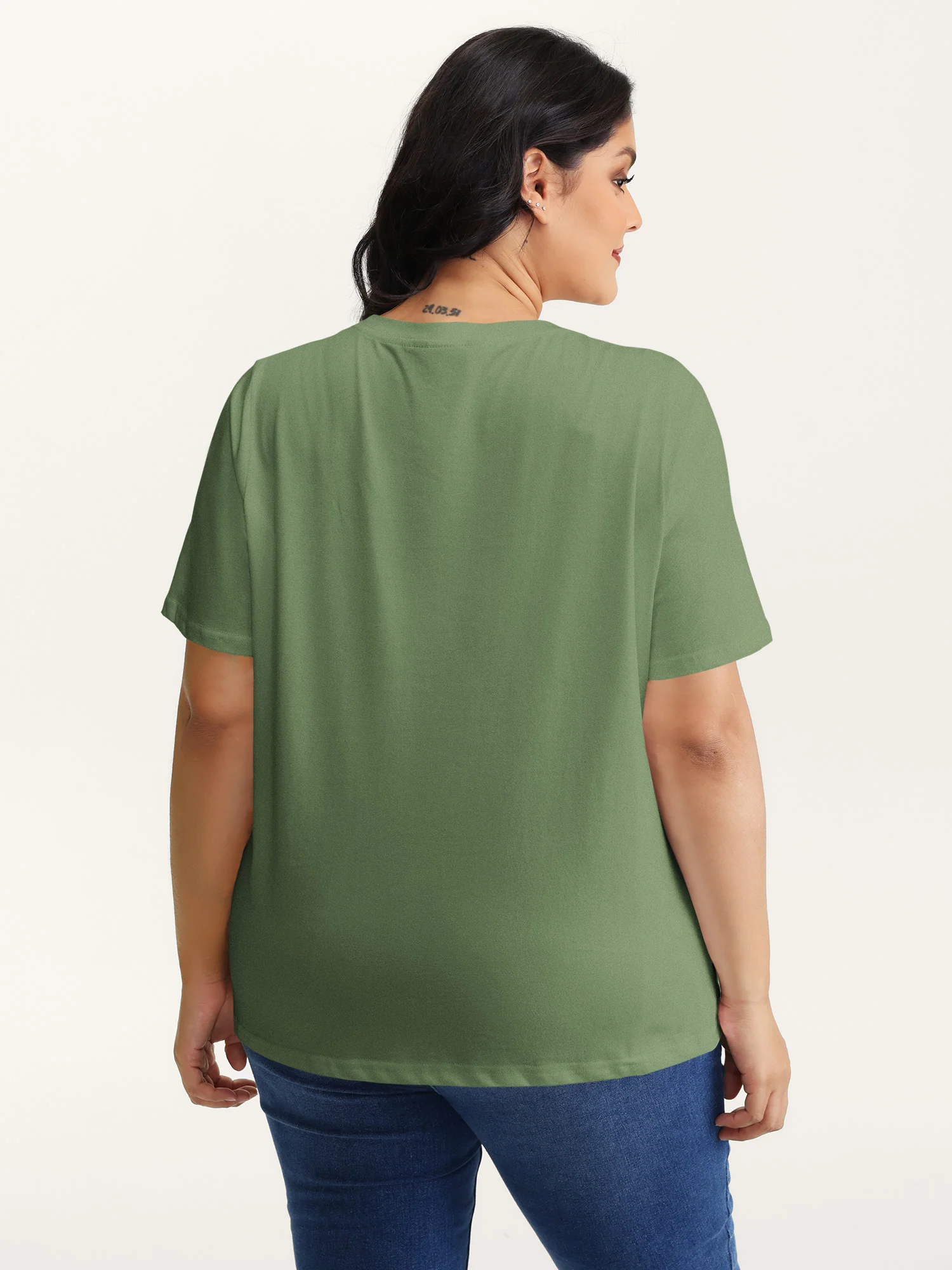 Stretchy Solid Crew Neck T-Shirt - Image 20