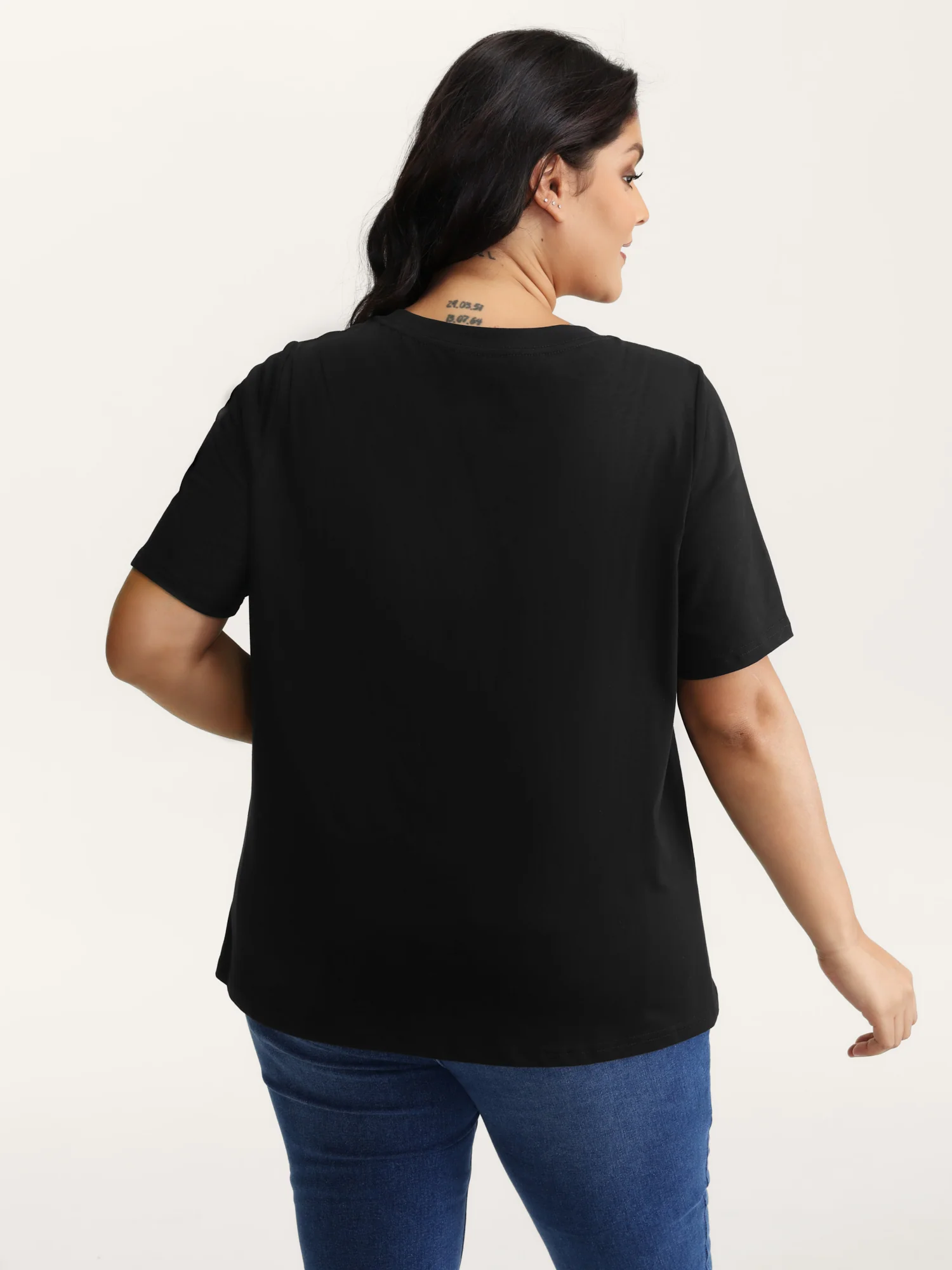 Stretchy Solid Crew Neck T-Shirt - Image 8