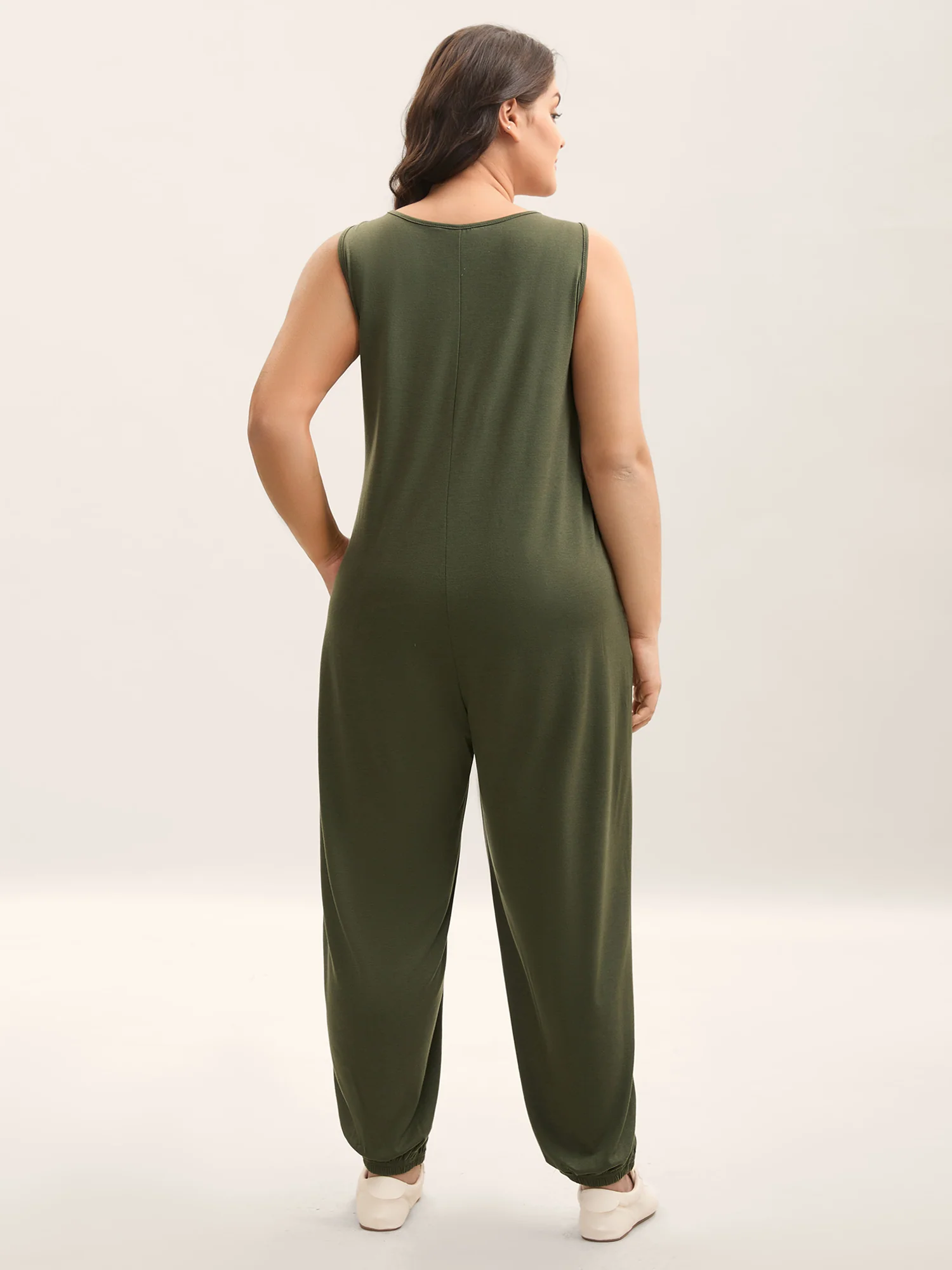 Stretchy Solid Wrap Tie Harlan Jumpsuit - Image 4