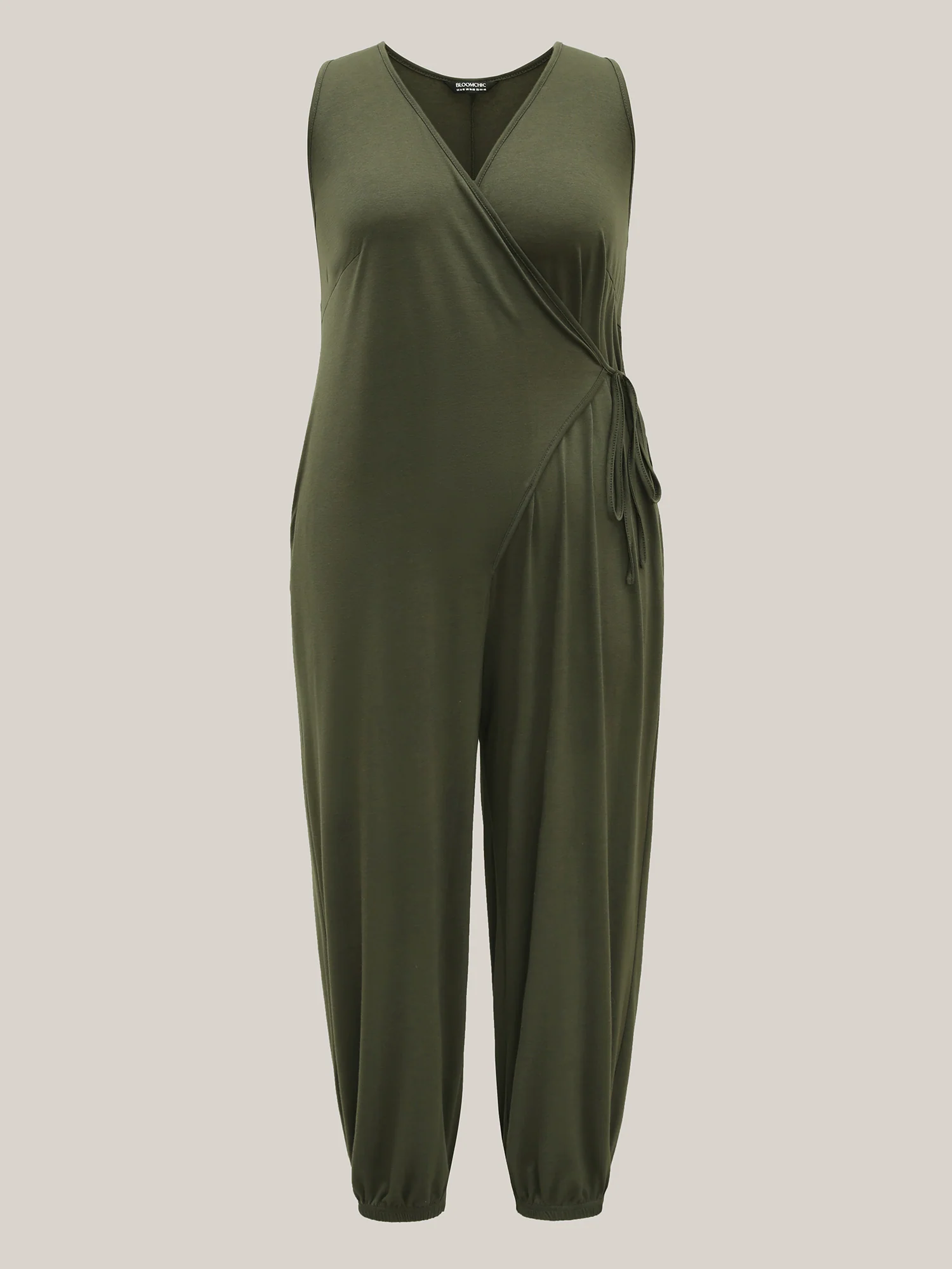 Stretchy Solid Wrap Tie Harlan Jumpsuit - Image 7