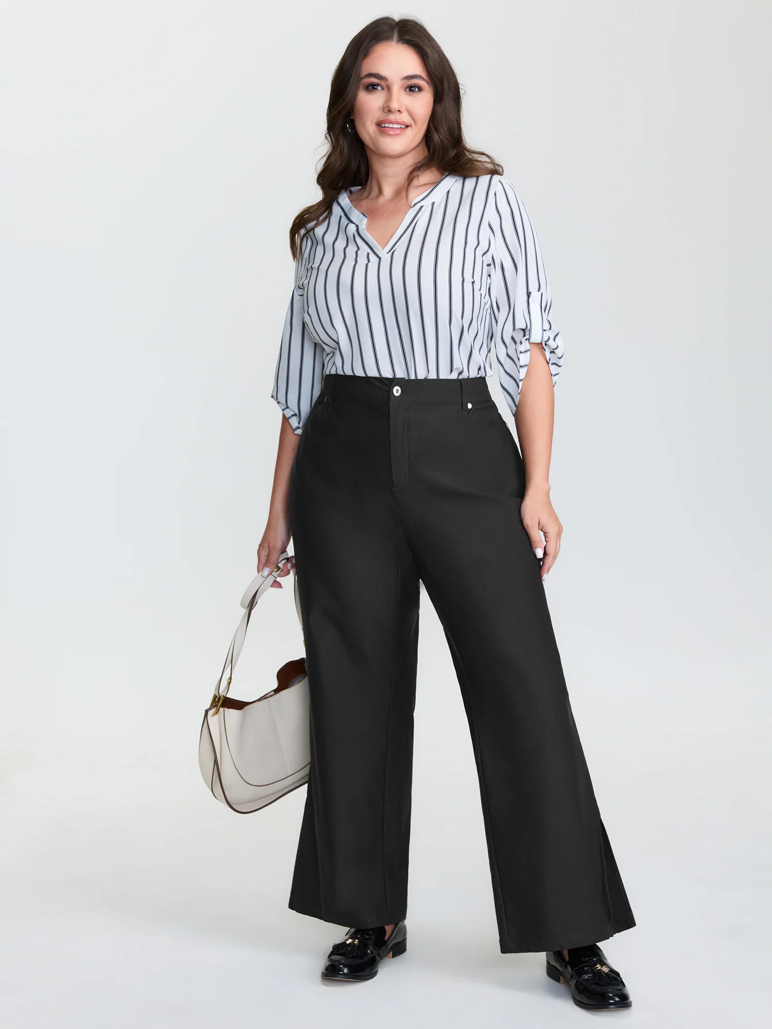 Stretchy Split Hem Bootcut Pants - Image 2