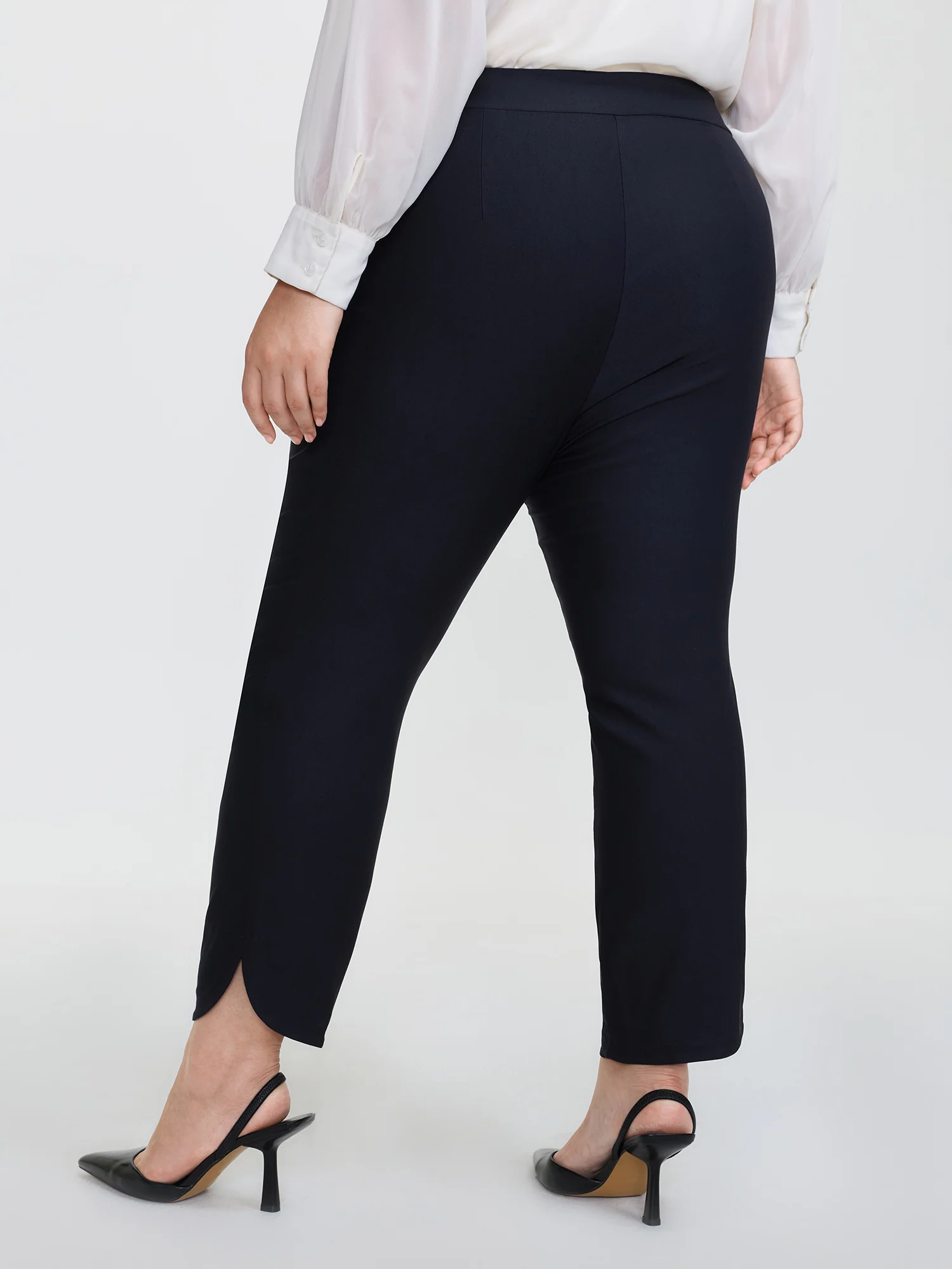 Stretchy Split Hem Cropped Pants - Image 4