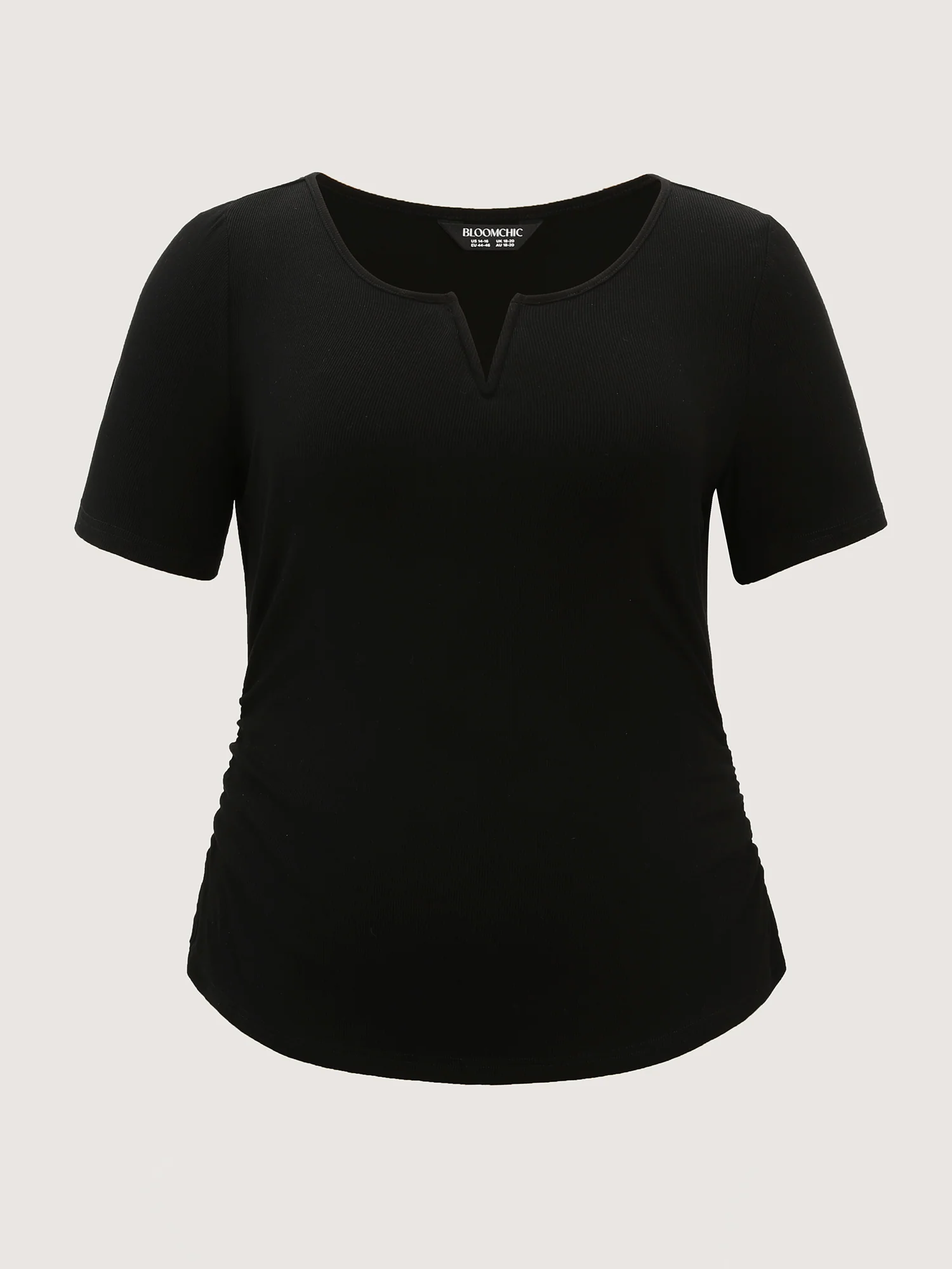 Stretchy Split Neckline Curvy Hem T-Shirt - Image 9
