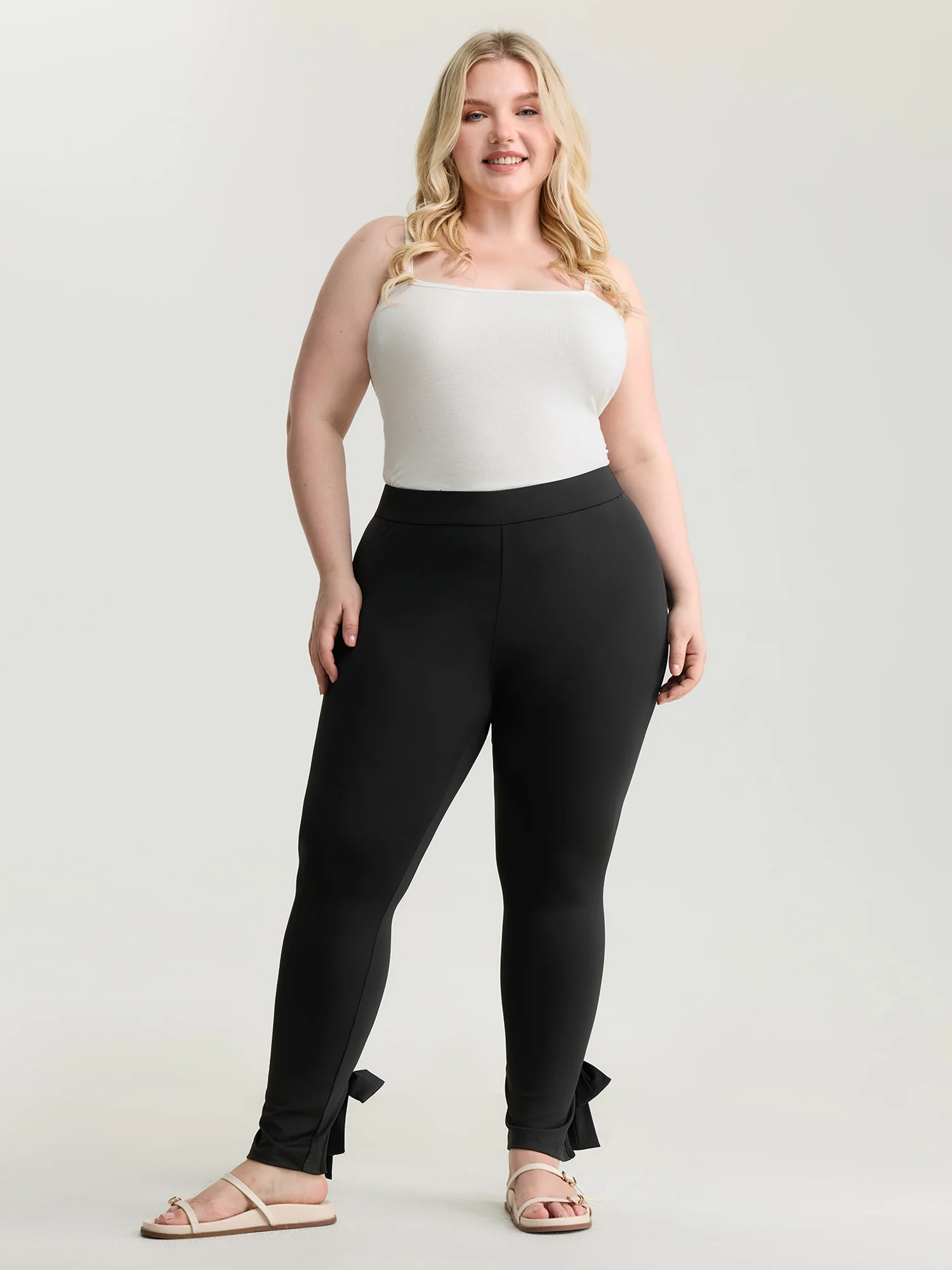Stretchy Split Tie Hem Leggings