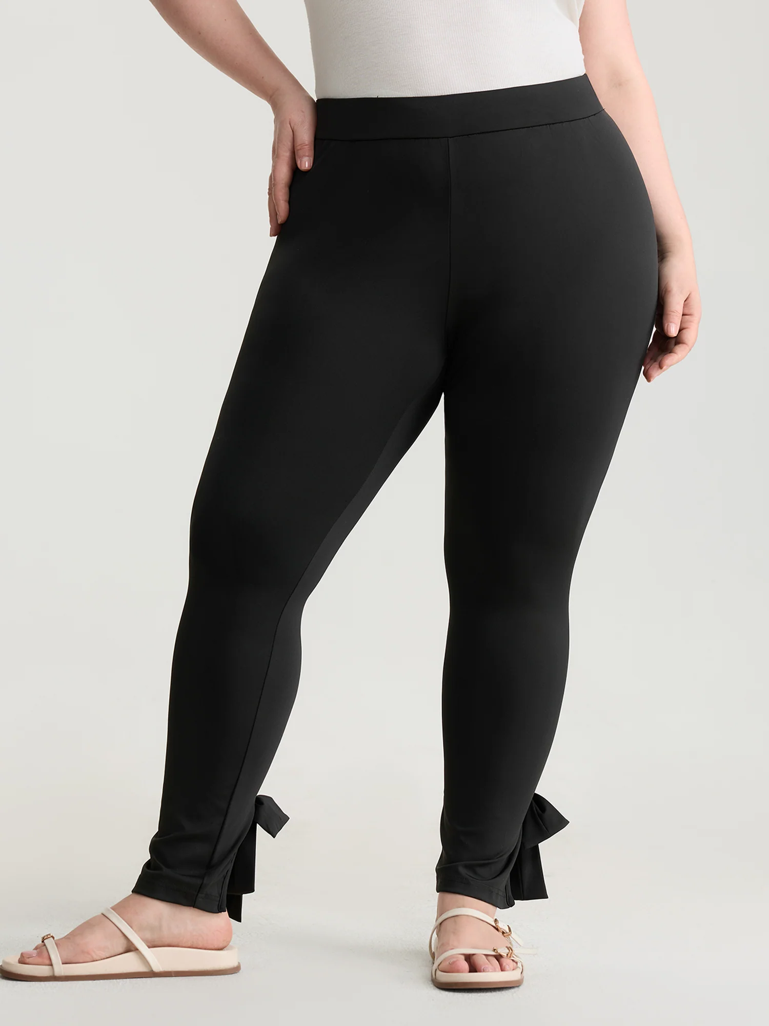 Stretchy Split Tie Hem Leggings - Image 2