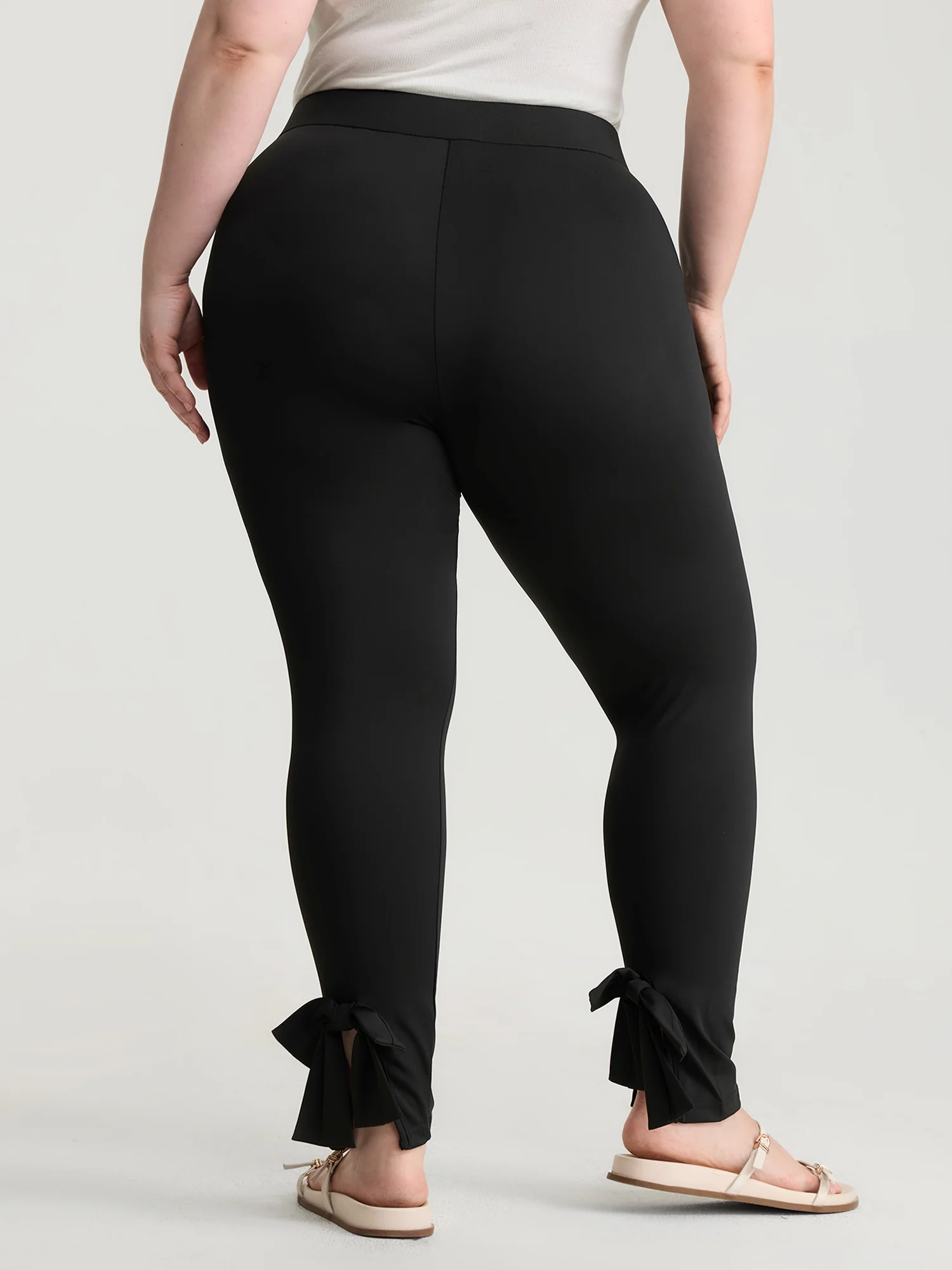 Stretchy Split Tie Hem Leggings - Image 6
