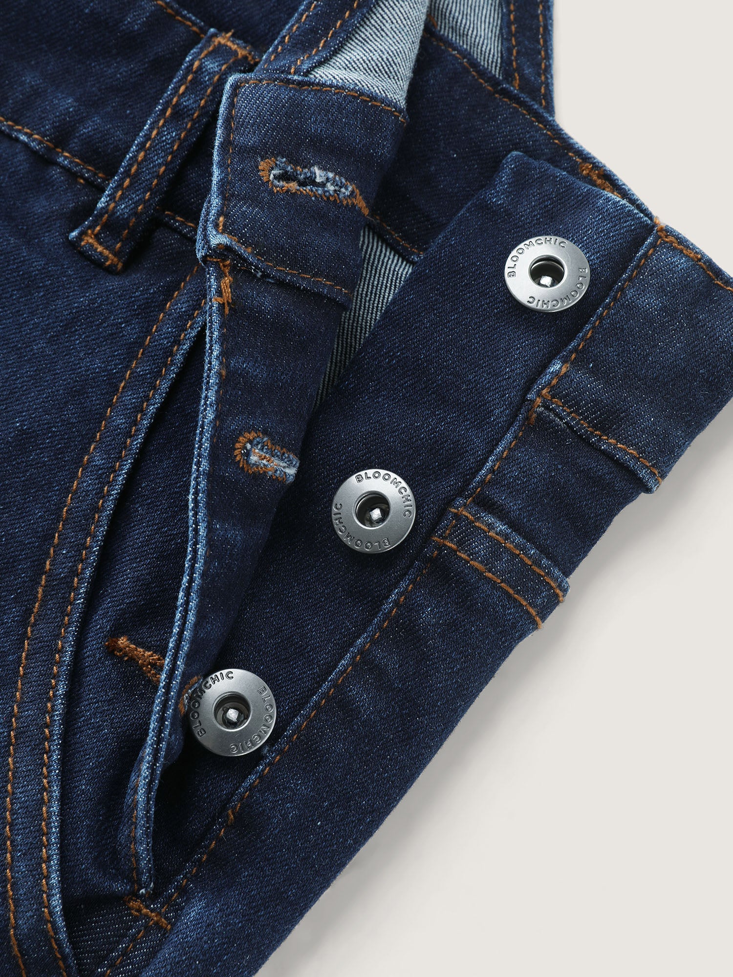 Stretchy Straight-Leg Denim Overall Jumpsuit - Image 6