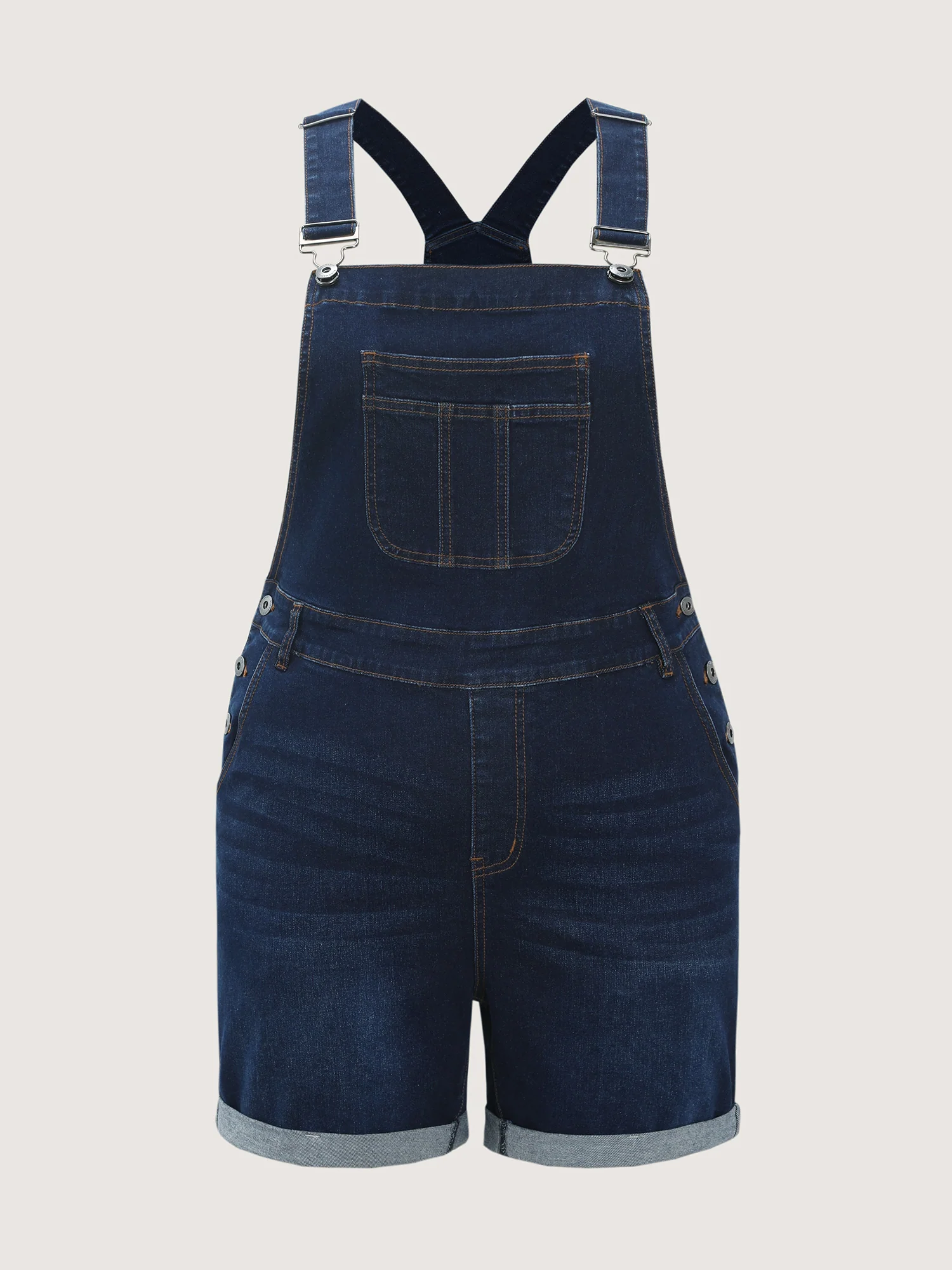 Stretchy Straight-Leg Denim Overall Jumpsuit - Image 8