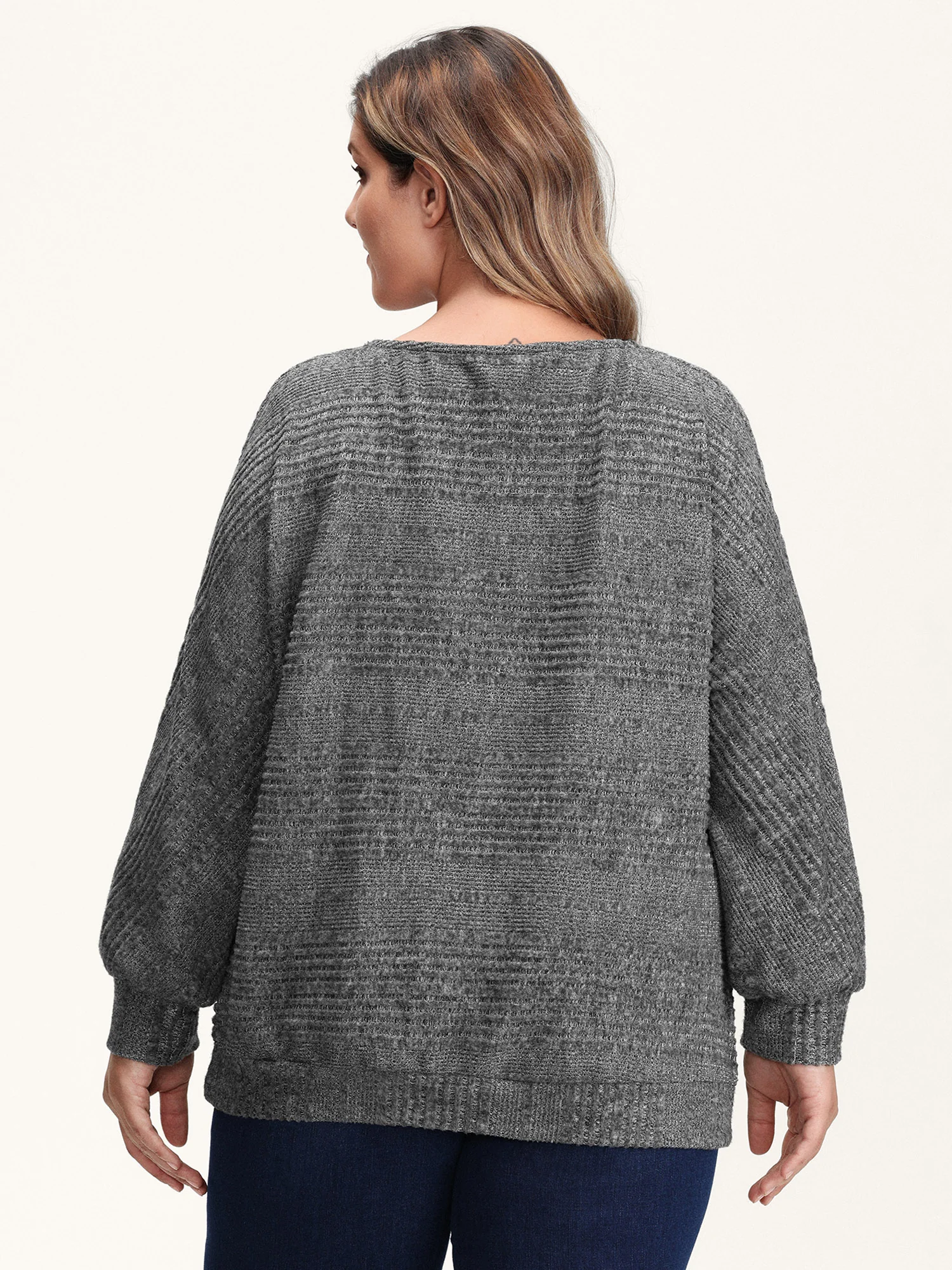 Stretchy Stripe Knit Raglan Sleeve Sweatshirt - Image 5