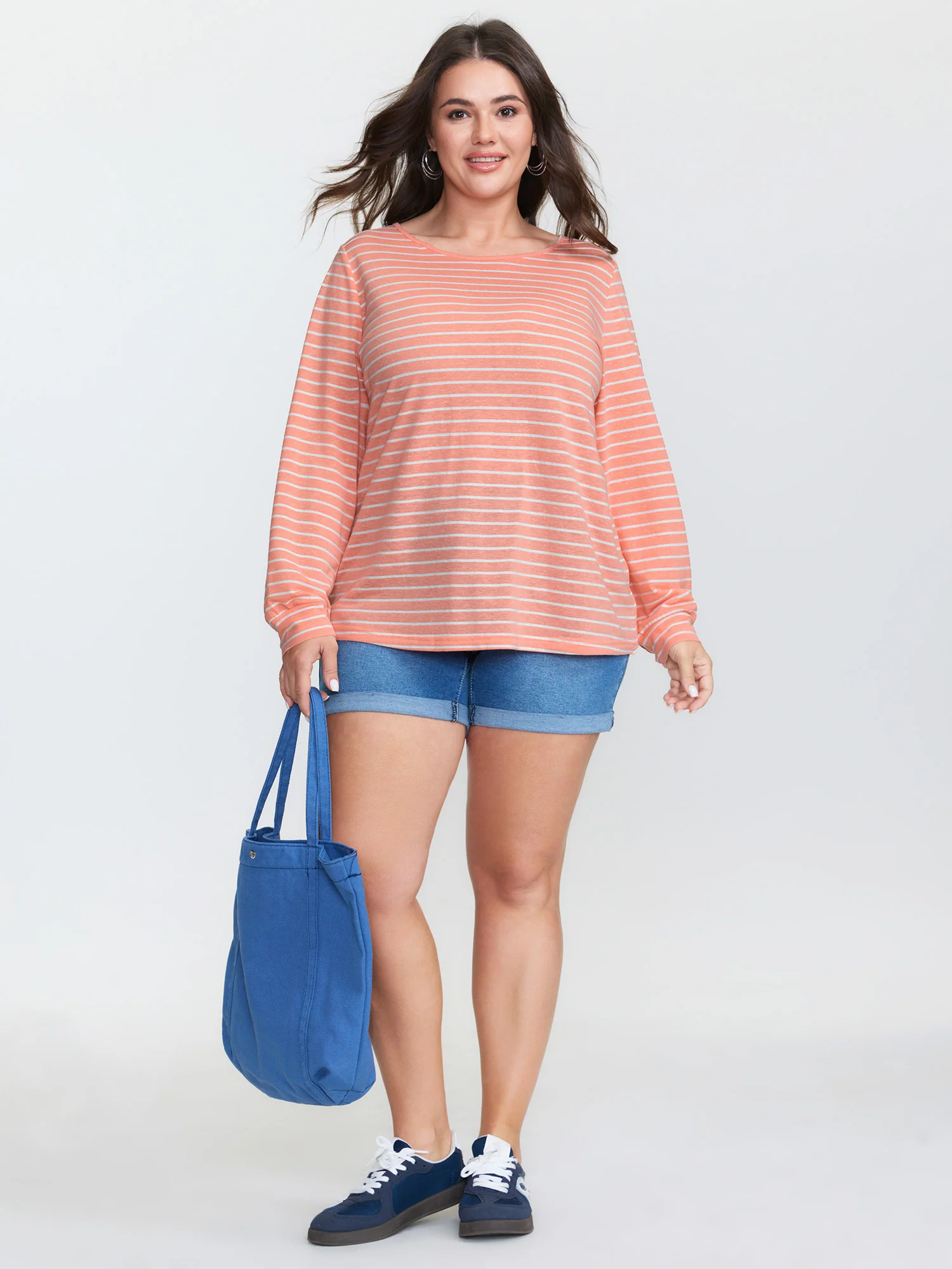 Stretchy Striped Back Drawstring T-Shirt - Image 2