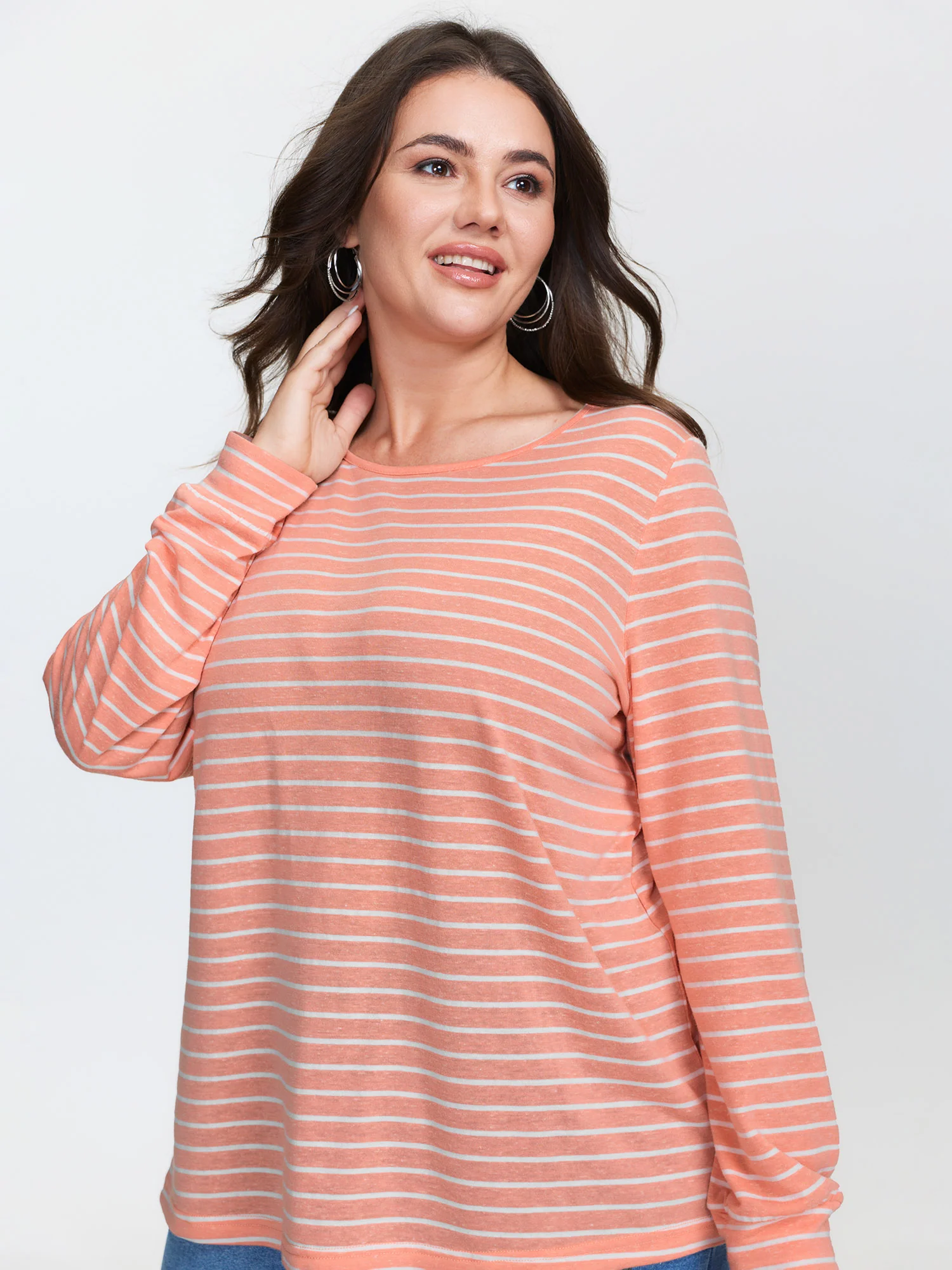 Stretchy Striped Back Drawstring T-Shirt - Image 3