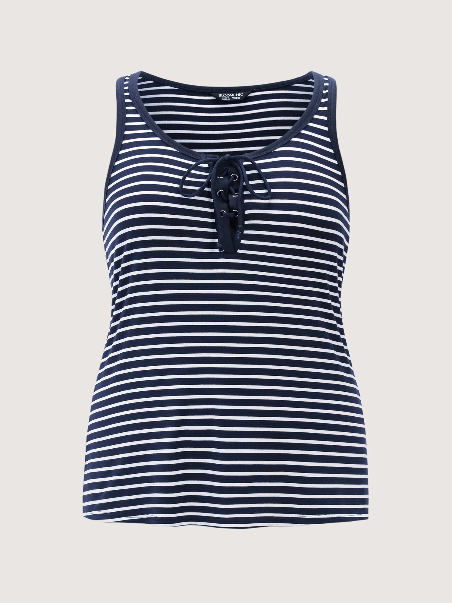 Stretchy Striped Drawstring Neckline Tank Top - Image 5