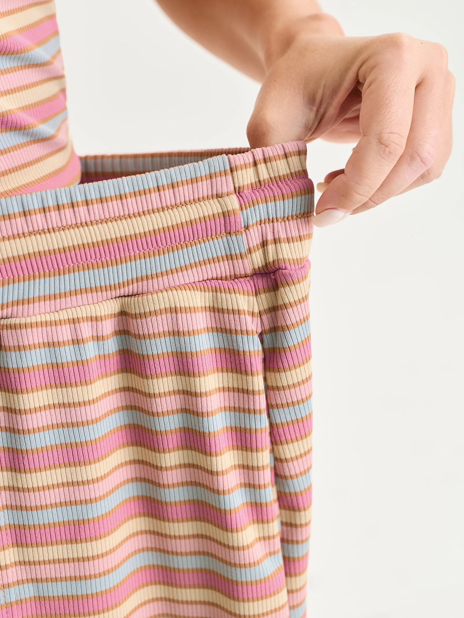 Stretchy Striped Petal Hem Pants - Image 3