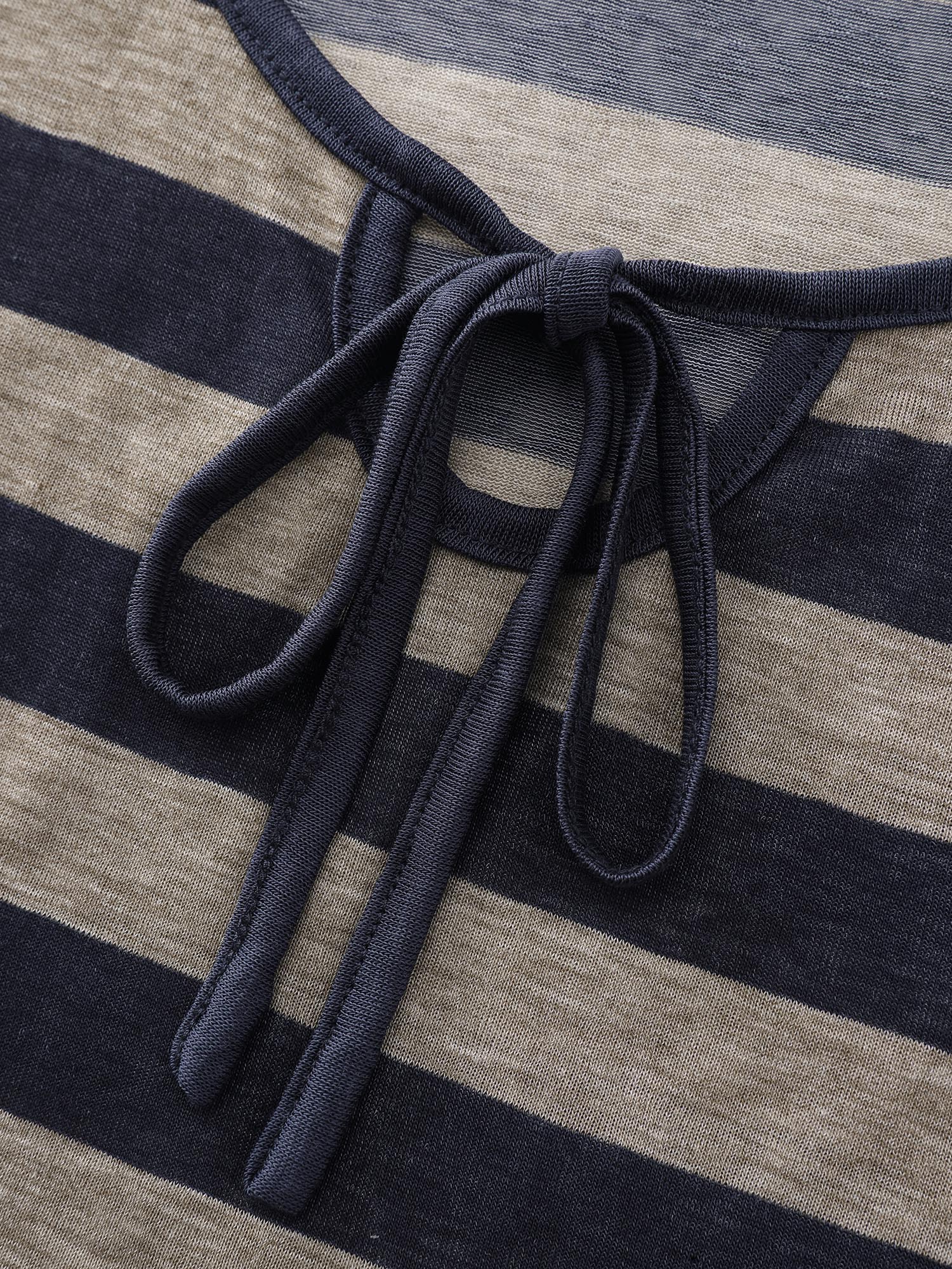 Stretchy Striped Print Neck-Tie T-Shirt - Image 6