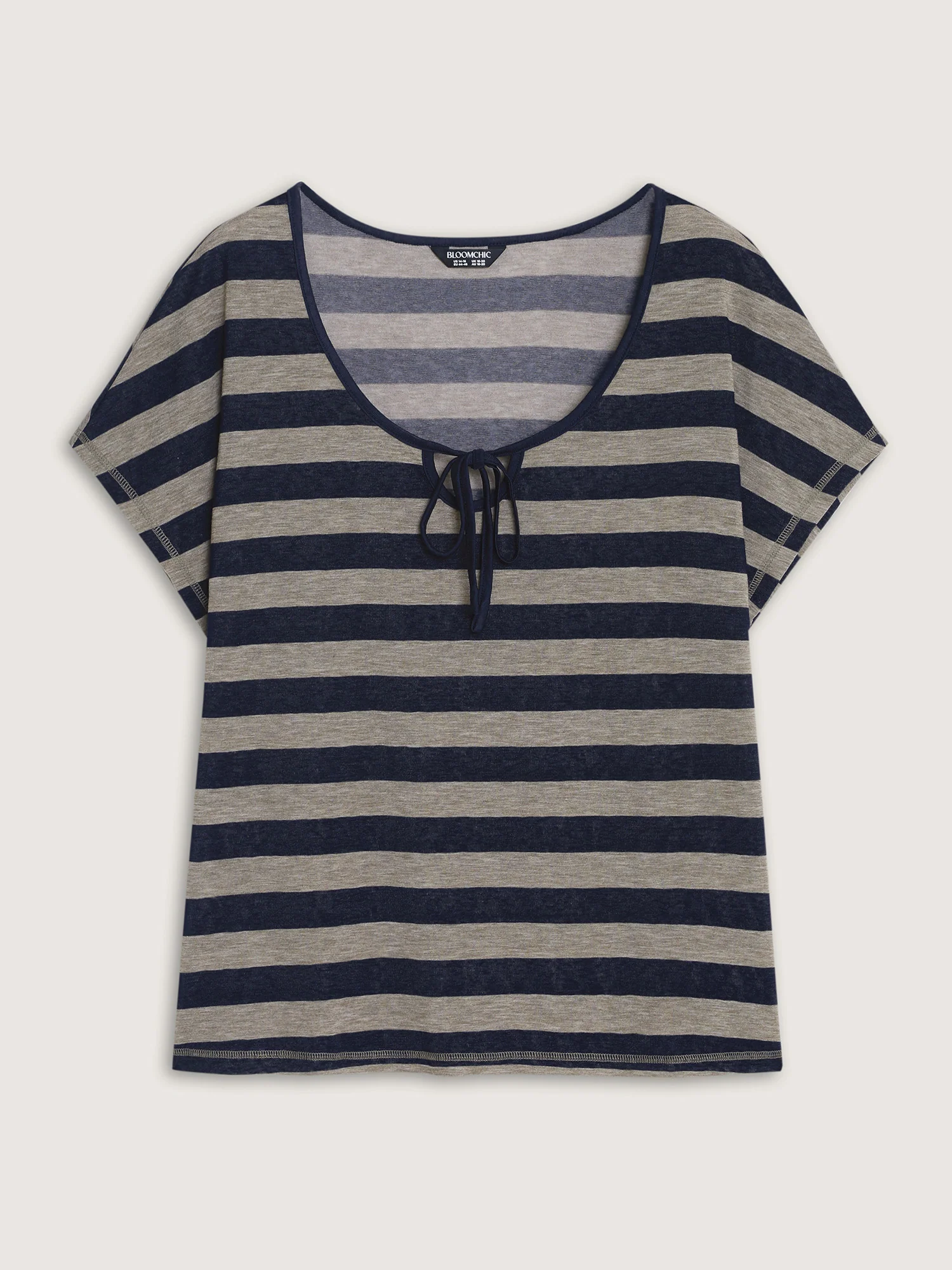 Stretchy Striped Print Neck-Tie T-Shirt - Image 7