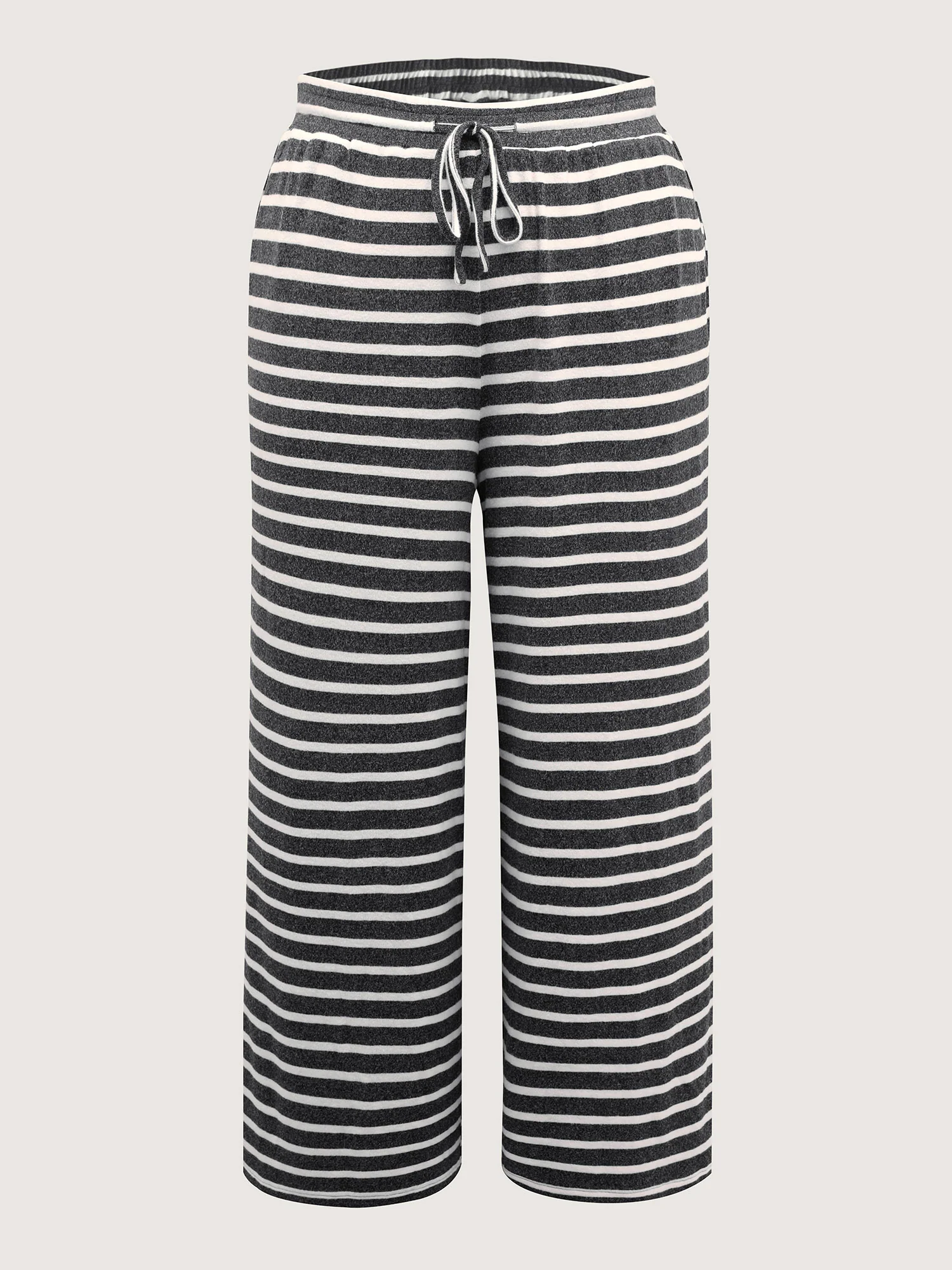 Stretchy Stripes Drawstring Wide-Leg Pants - Image 6