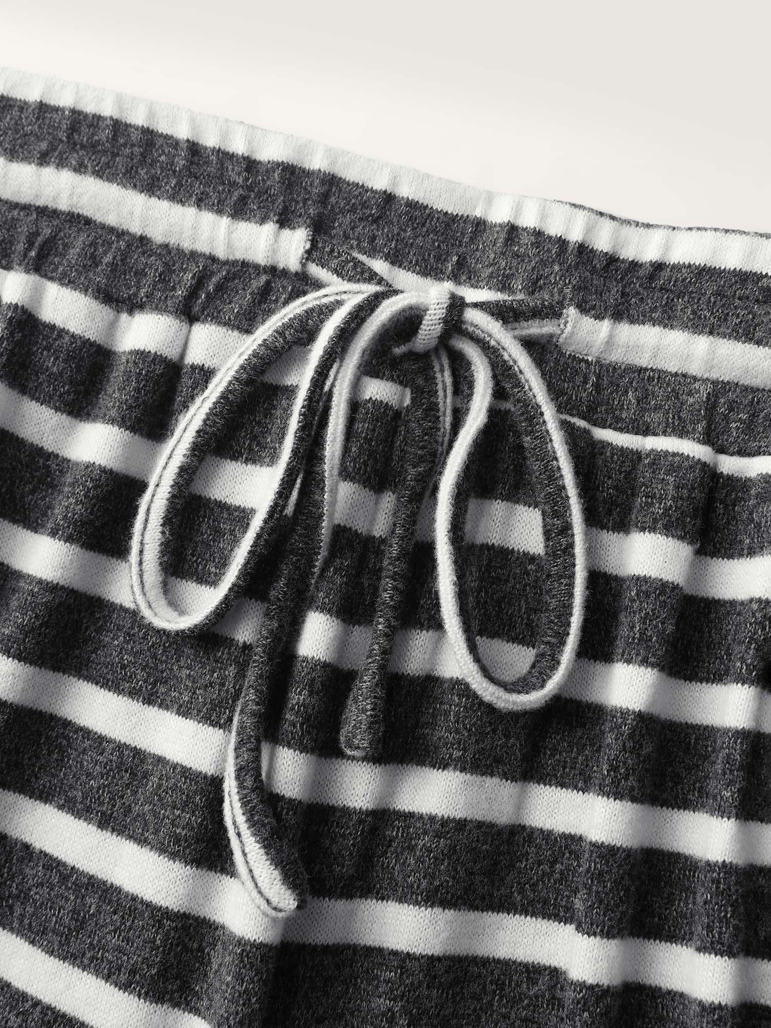 Stretchy Stripes Drawstring Wide-Leg Pants - Image 8