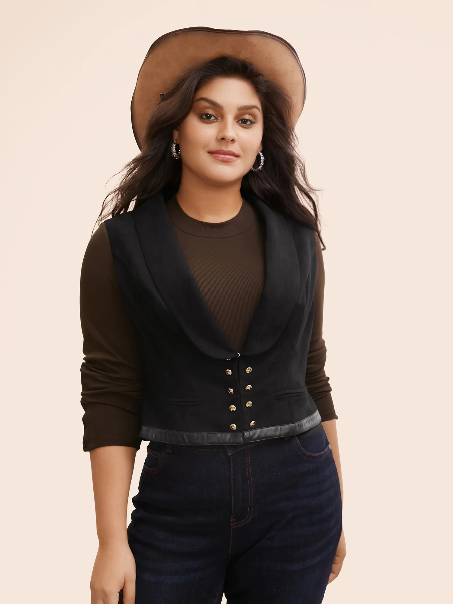 Stretchy Suede Waist Cinching Vest - Image 2