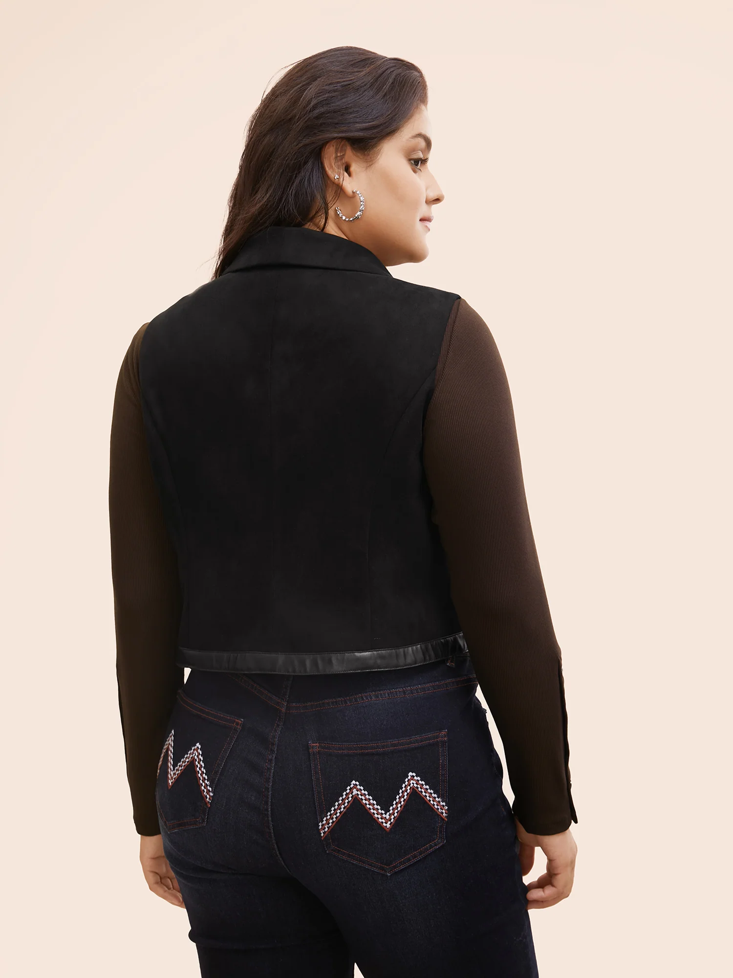 Stretchy Suede Waist Cinching Vest - Image 5