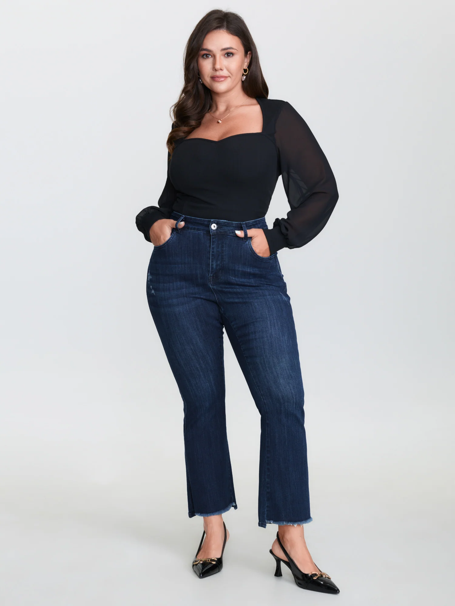 Supersoft Thigh Friendly Ripped Hem Flare Jeans - Image 2