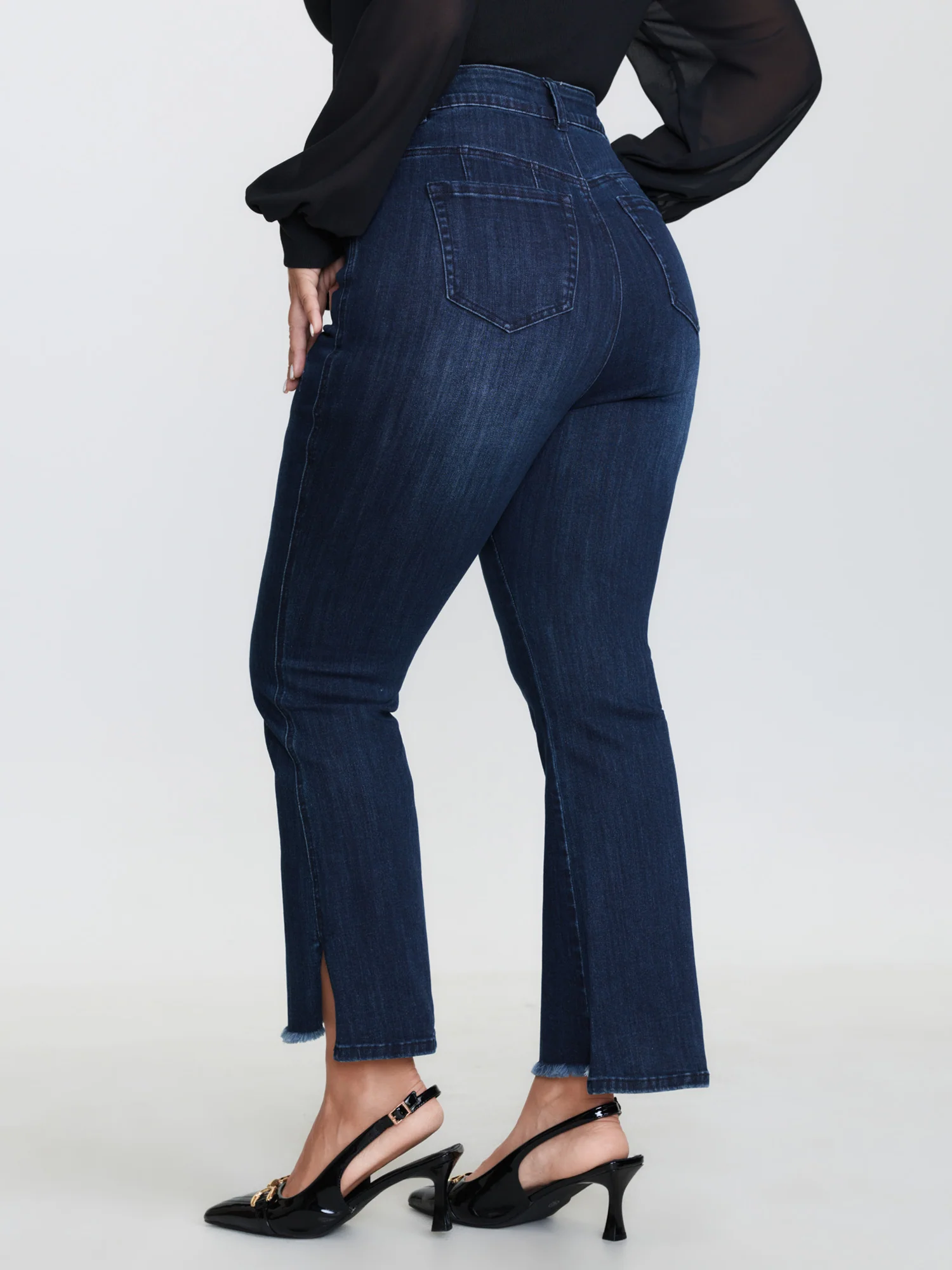 Supersoft Thigh Friendly Ripped Hem Flare Jeans - Image 6