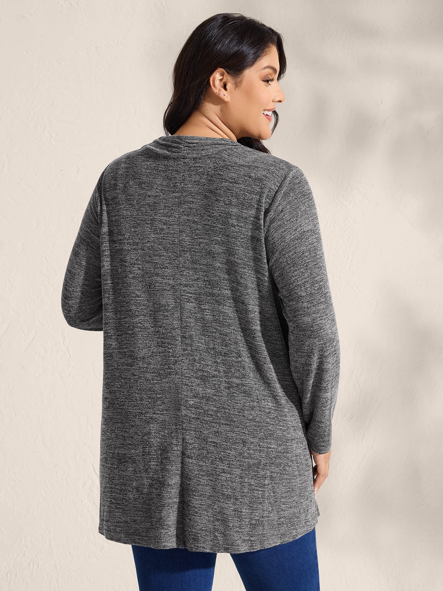 Stretchy Textured Button Detail Jacket - Image 5