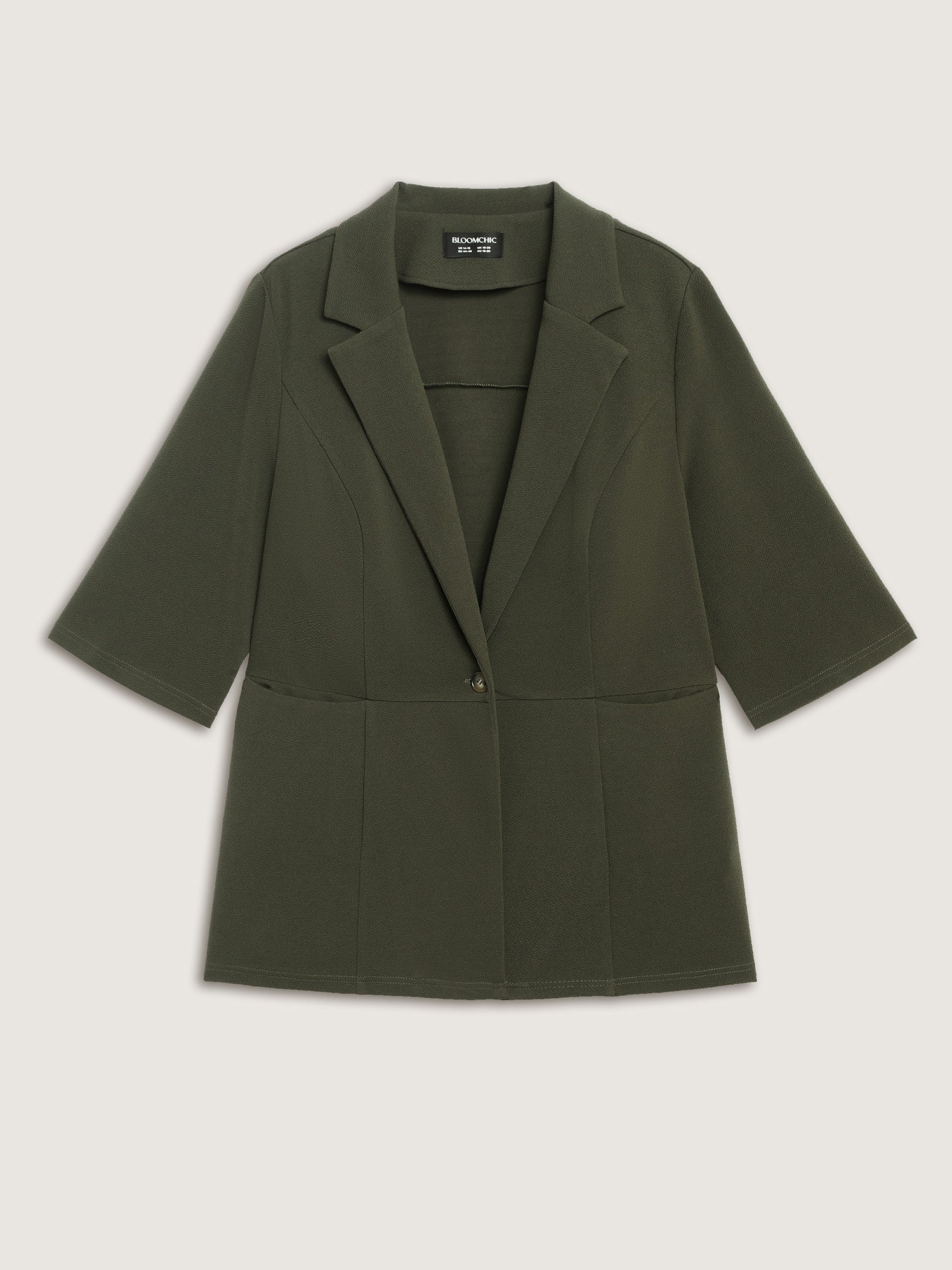Stretchy Textured Cinched Flared Waist Blazer - Image 8
