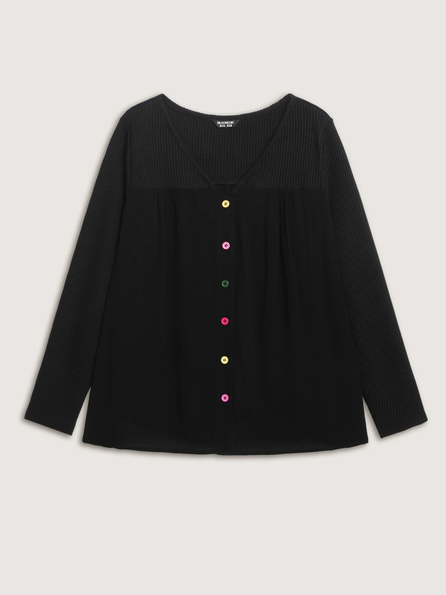 Stretchy Textured Colorful Button Blouse - Image 8
