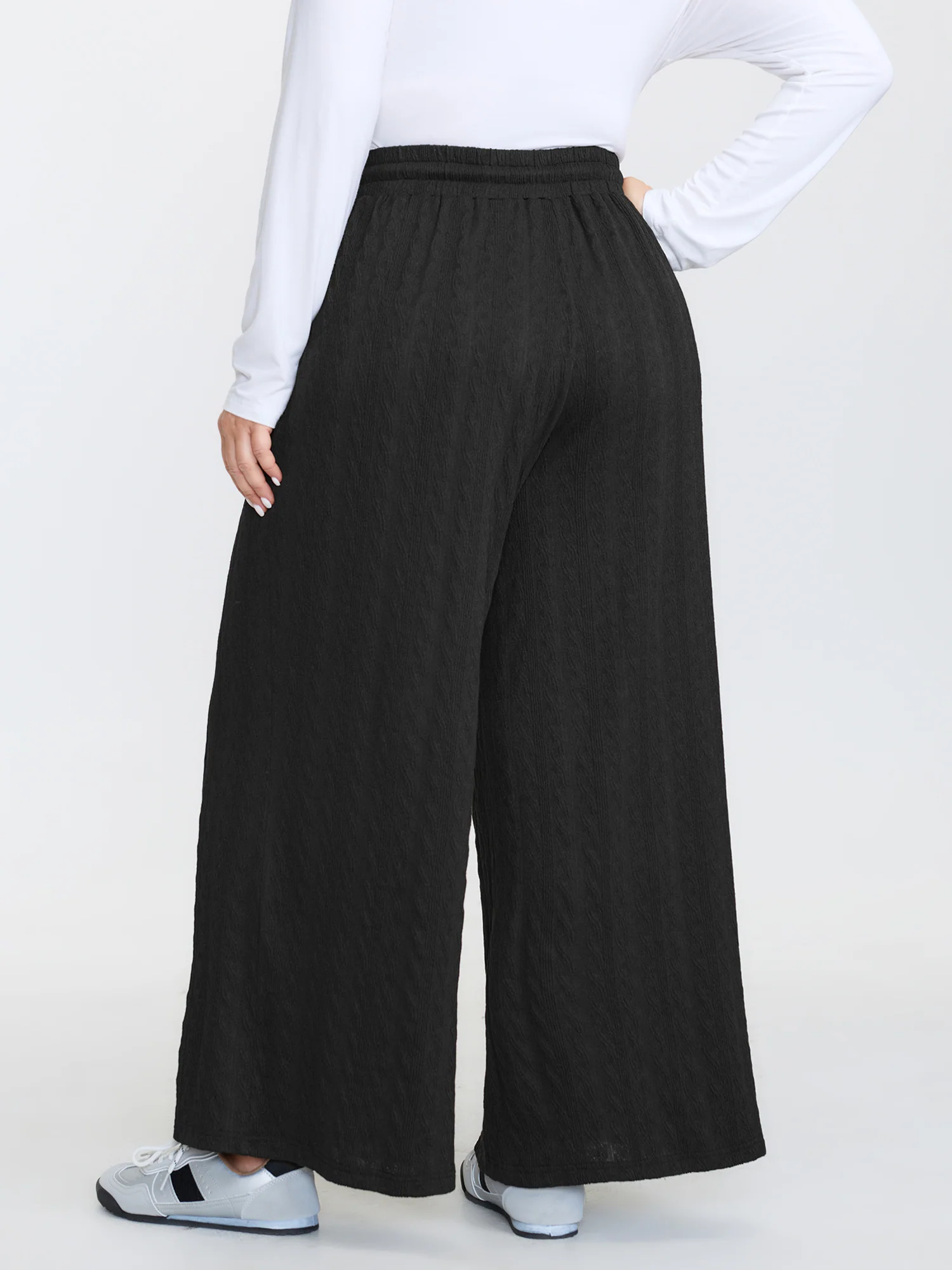 Stretchy Textured Drawstring Waist Pants - Image 6