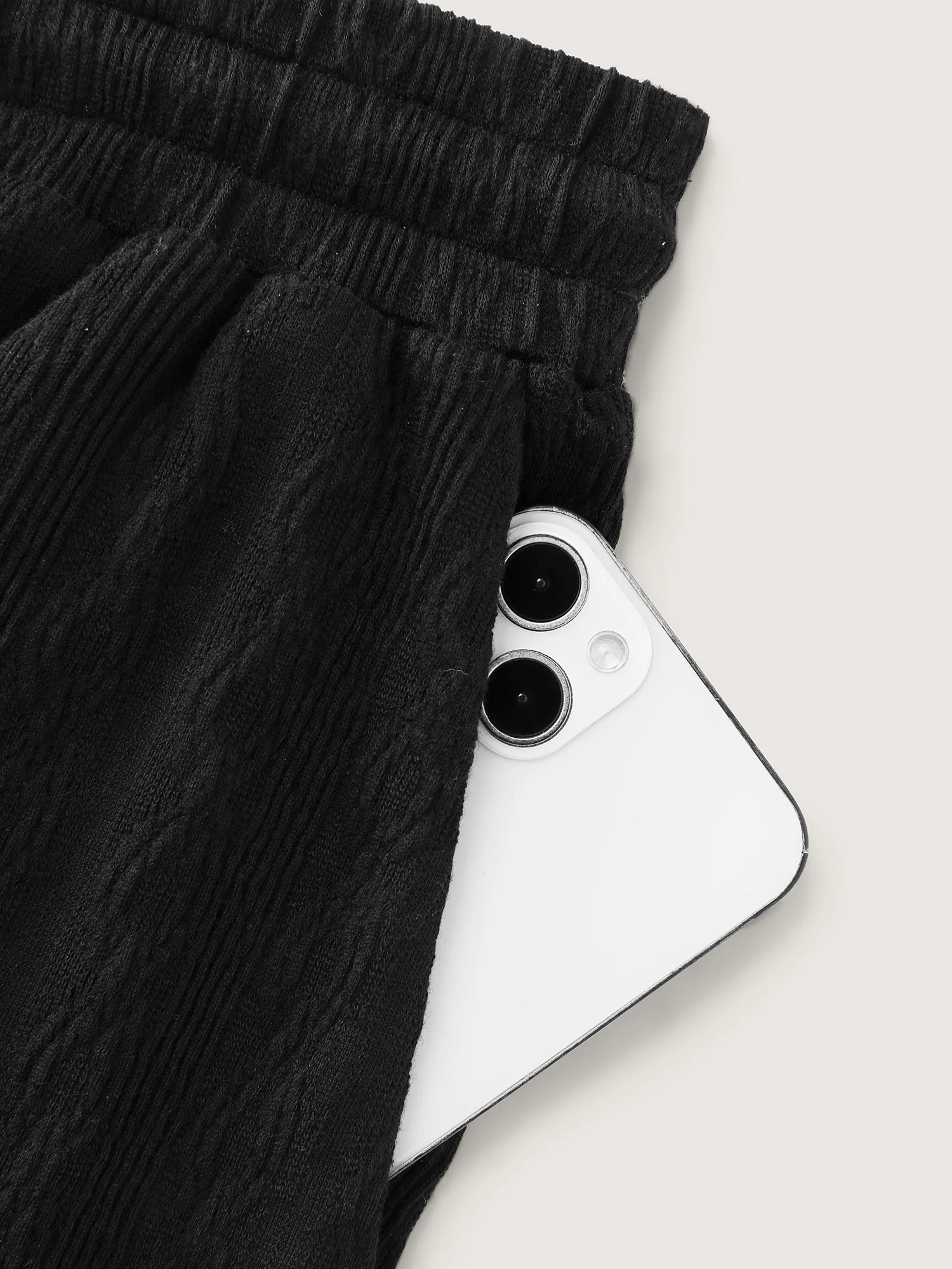 Stretchy Textured Drawstring Waist Pants - Image 8