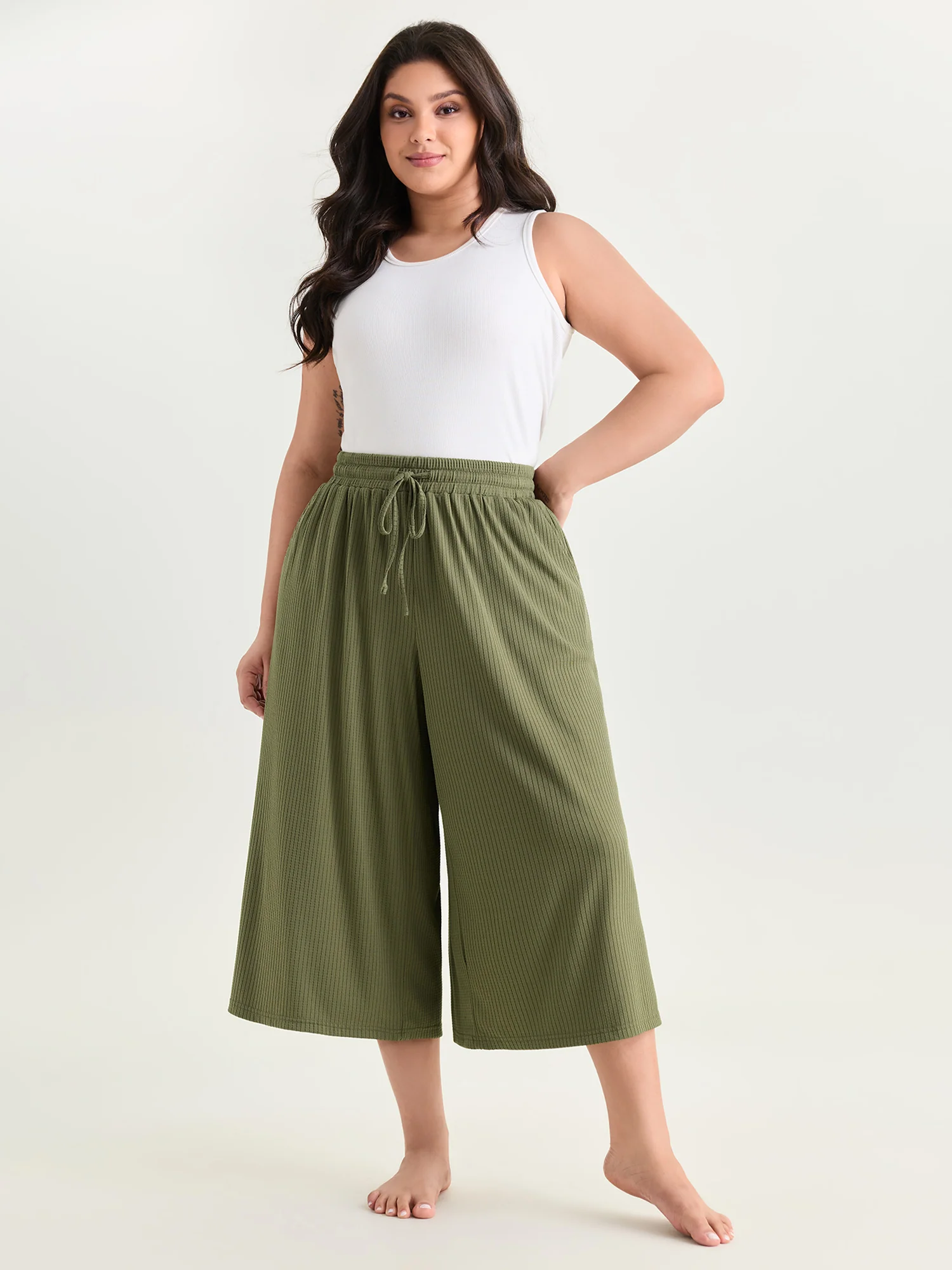Supersoft Stretchy Textured Elastic Waist Lounge Bottoms - Image 2