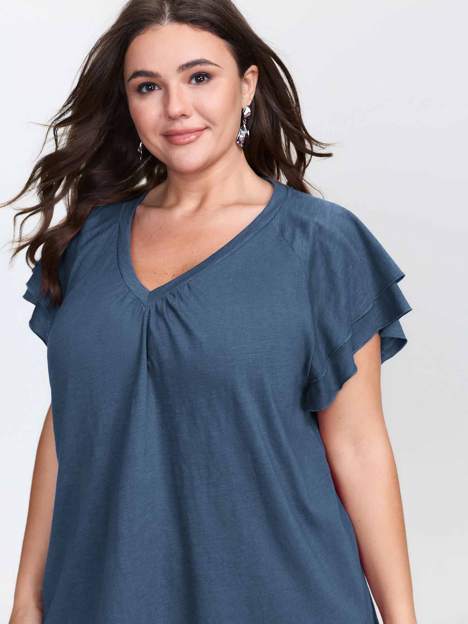 Stretchy Textured Flared Sleeve T-Shirt - Image 10