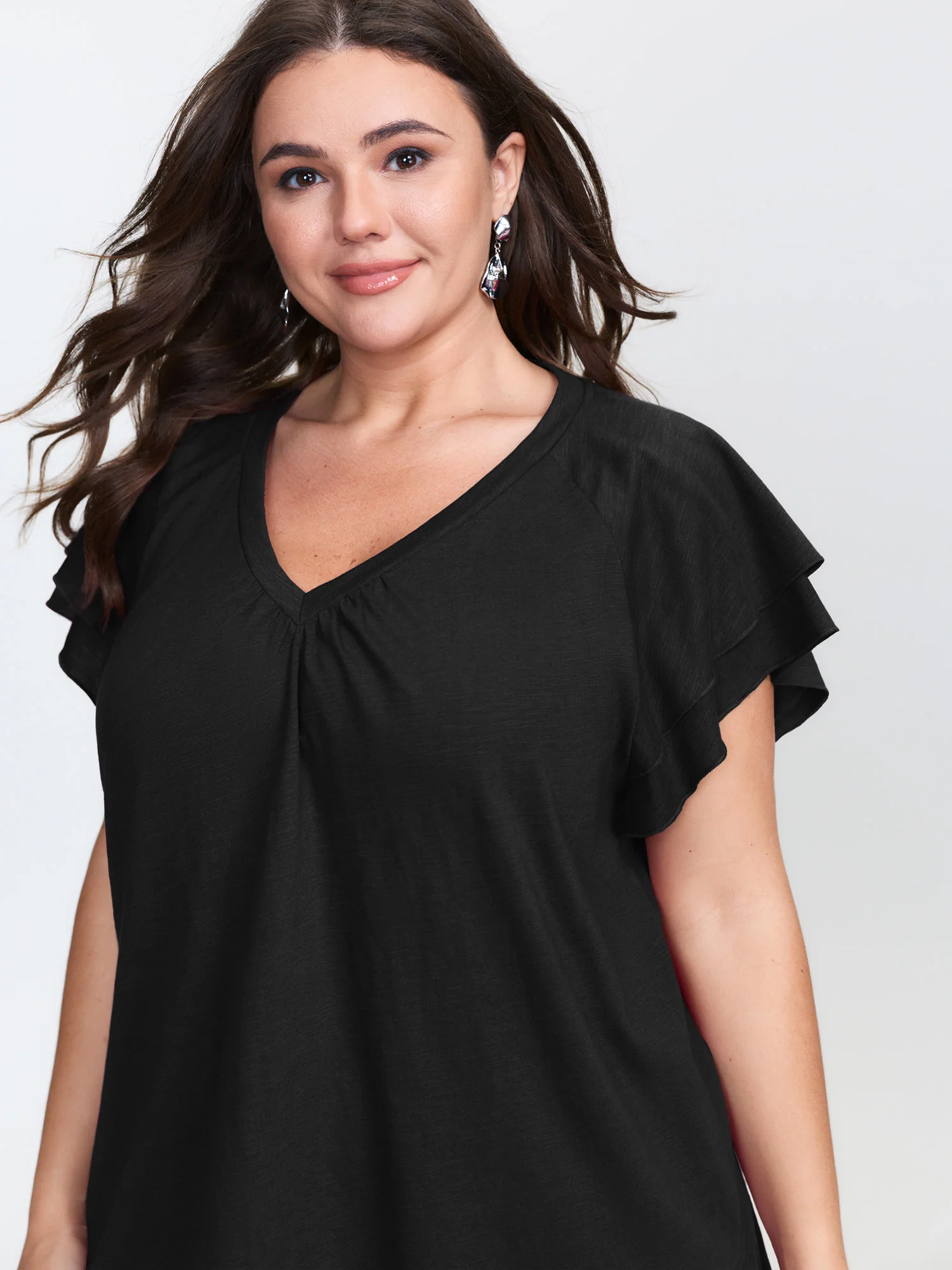 Stretchy Textured Flared Sleeve T-Shirt - Image 20