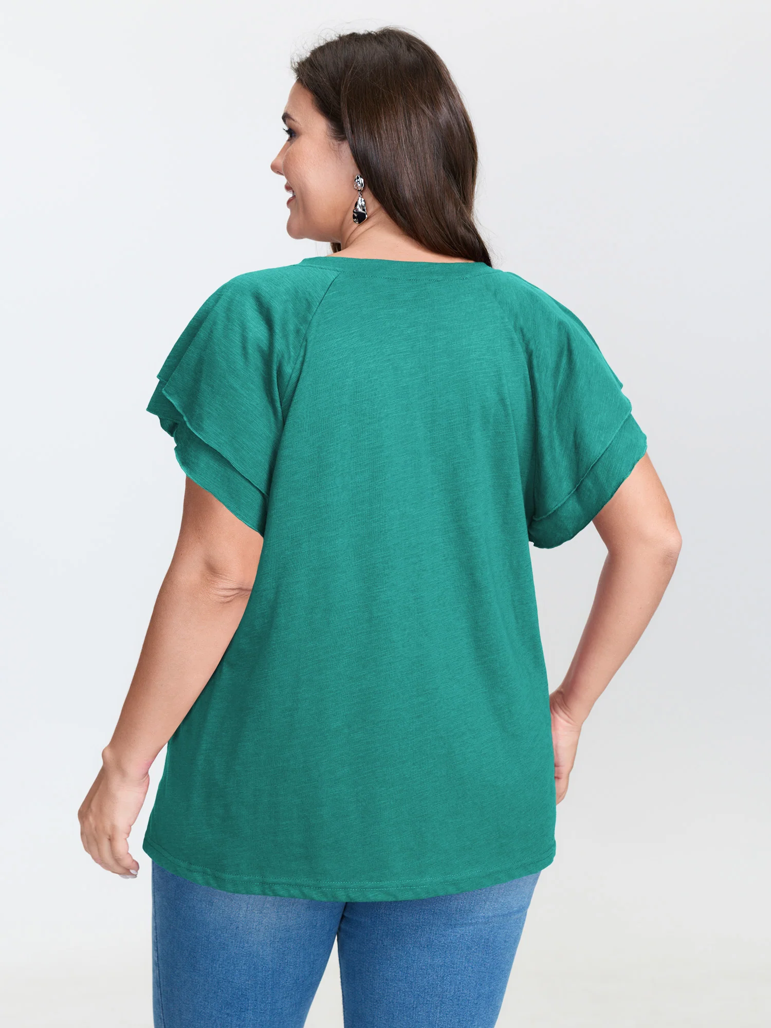 Stretchy Textured Flared Sleeve T-Shirt - Image 28
