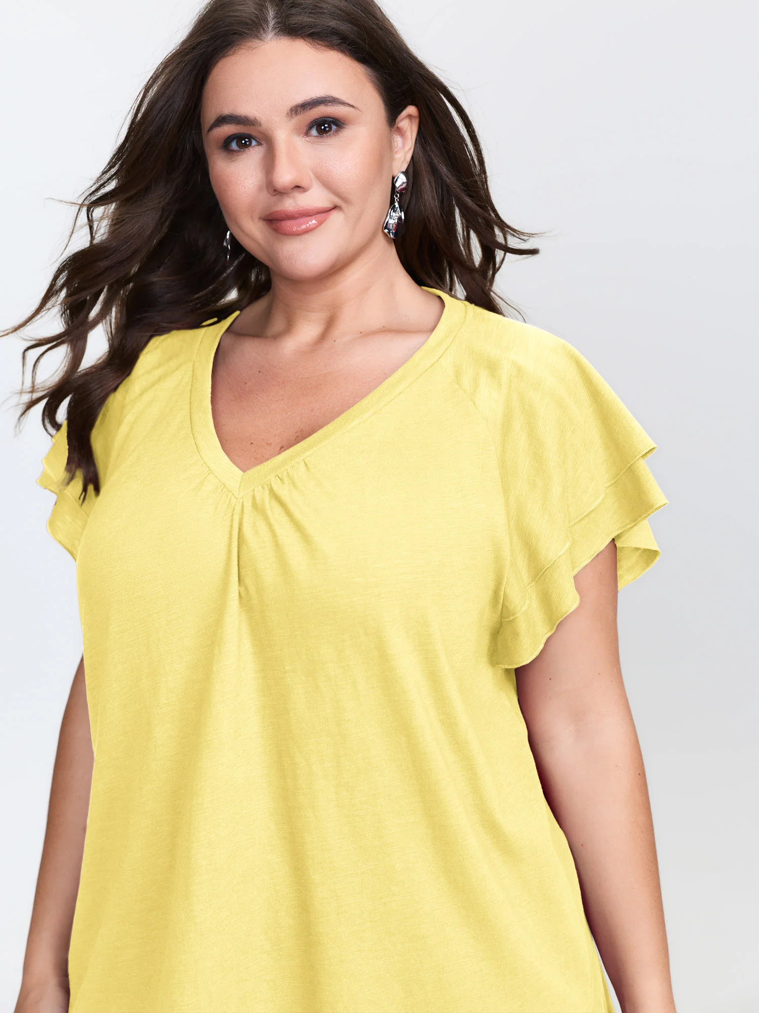 Stretchy Textured Flared Sleeve T-Shirt - Image 30